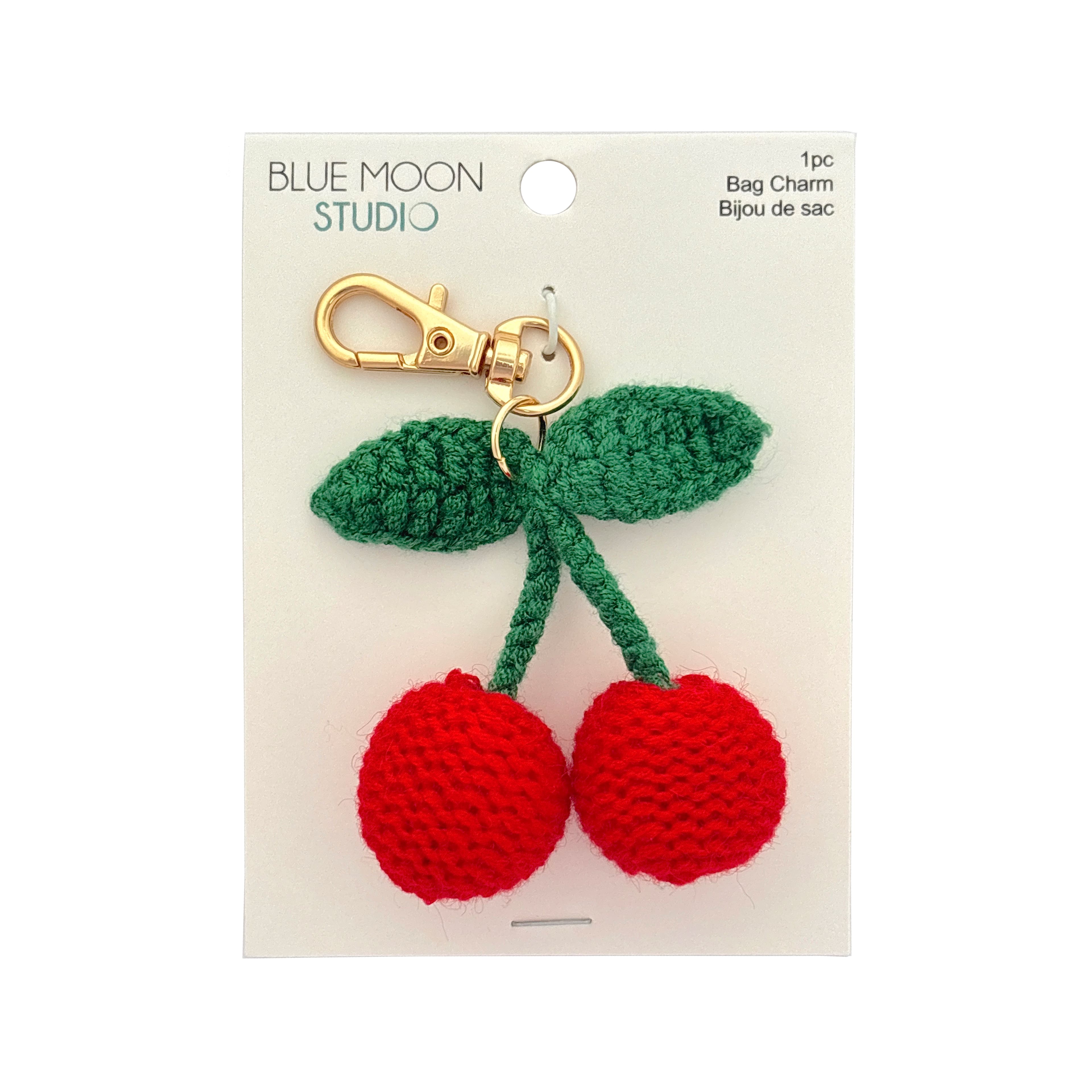 Blue Moon Studio&#x2122; Crochet Cherry Bag Charm