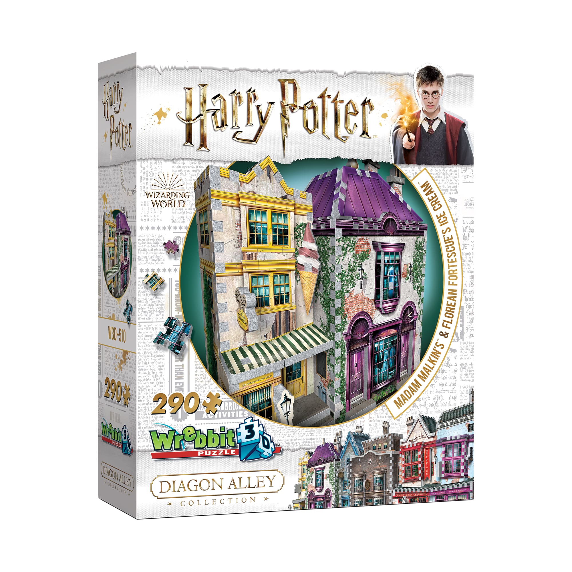 Harry Potter Diagon Alley Collection Madam Malkin&#x27;s&#x2122; &#x26; Florean Fortescue&#x27;s Ice Cream&#x2122; 290 Piece 3D Puzzle