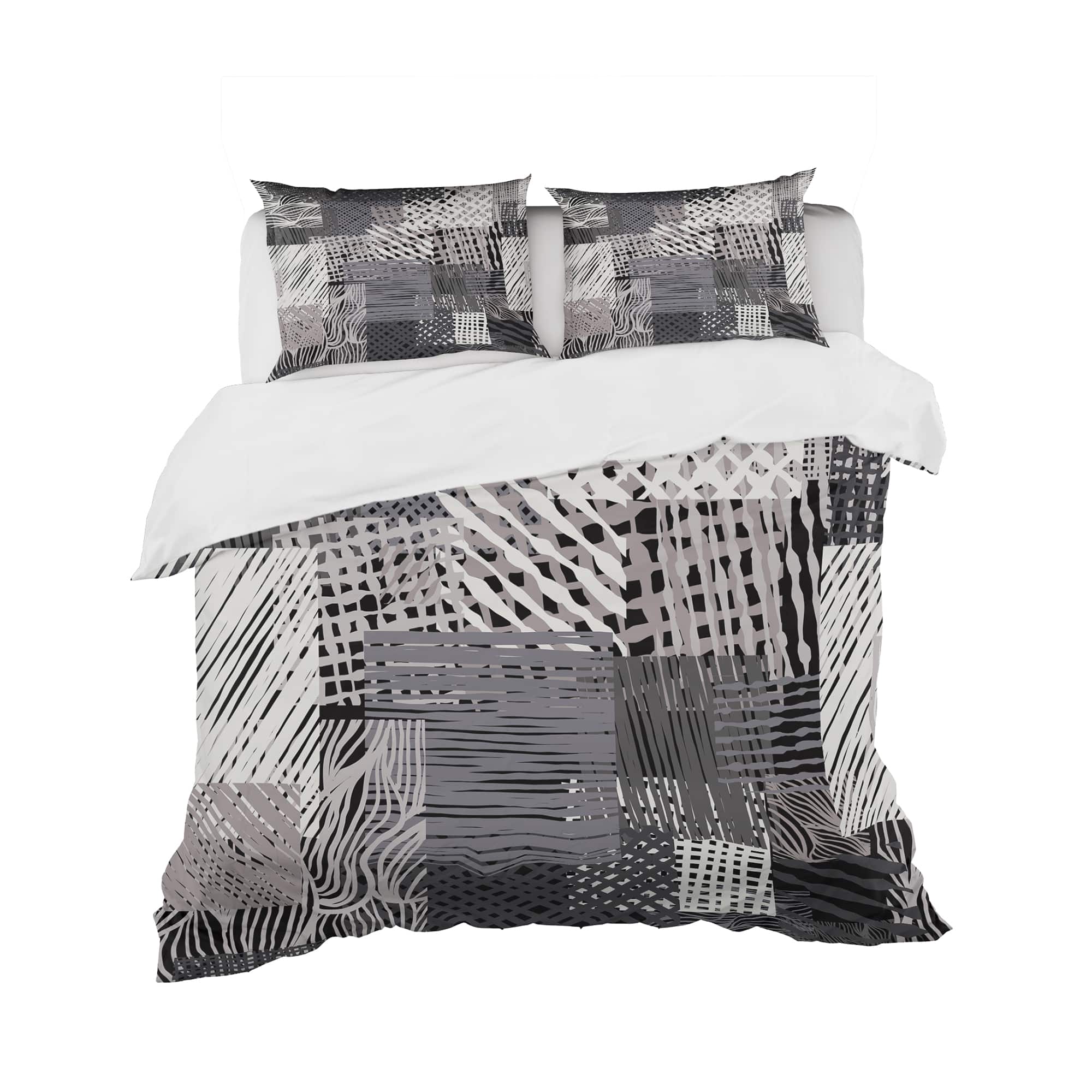 Designart &#x27;Handdrawn vintage lines in shades of gray&#x27; Vintage Bedding Set - Duvet Cover &#x26; Shams