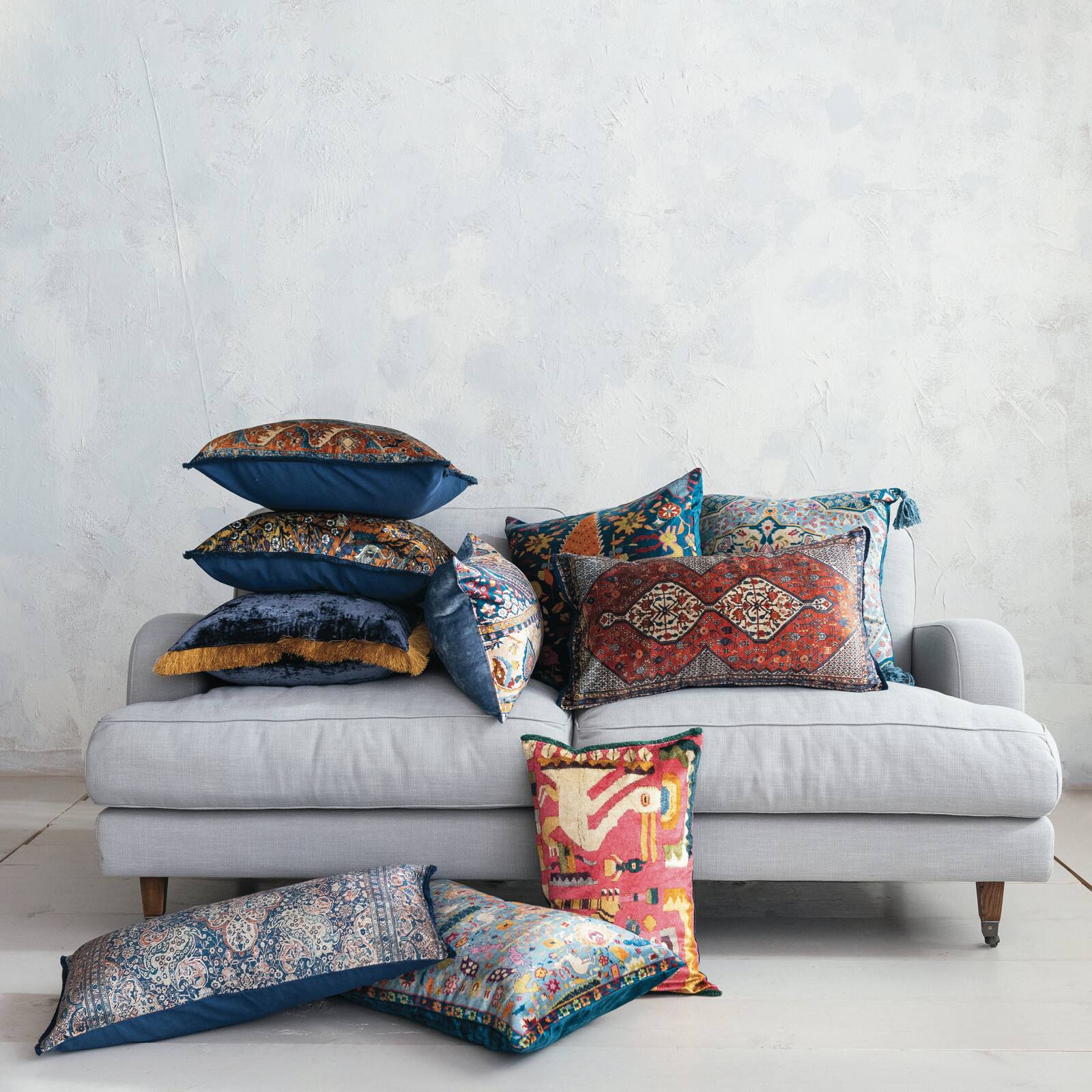 Hello Honey® 20" x 14" Vintage Mosaic Velvet Lumbar Pillow