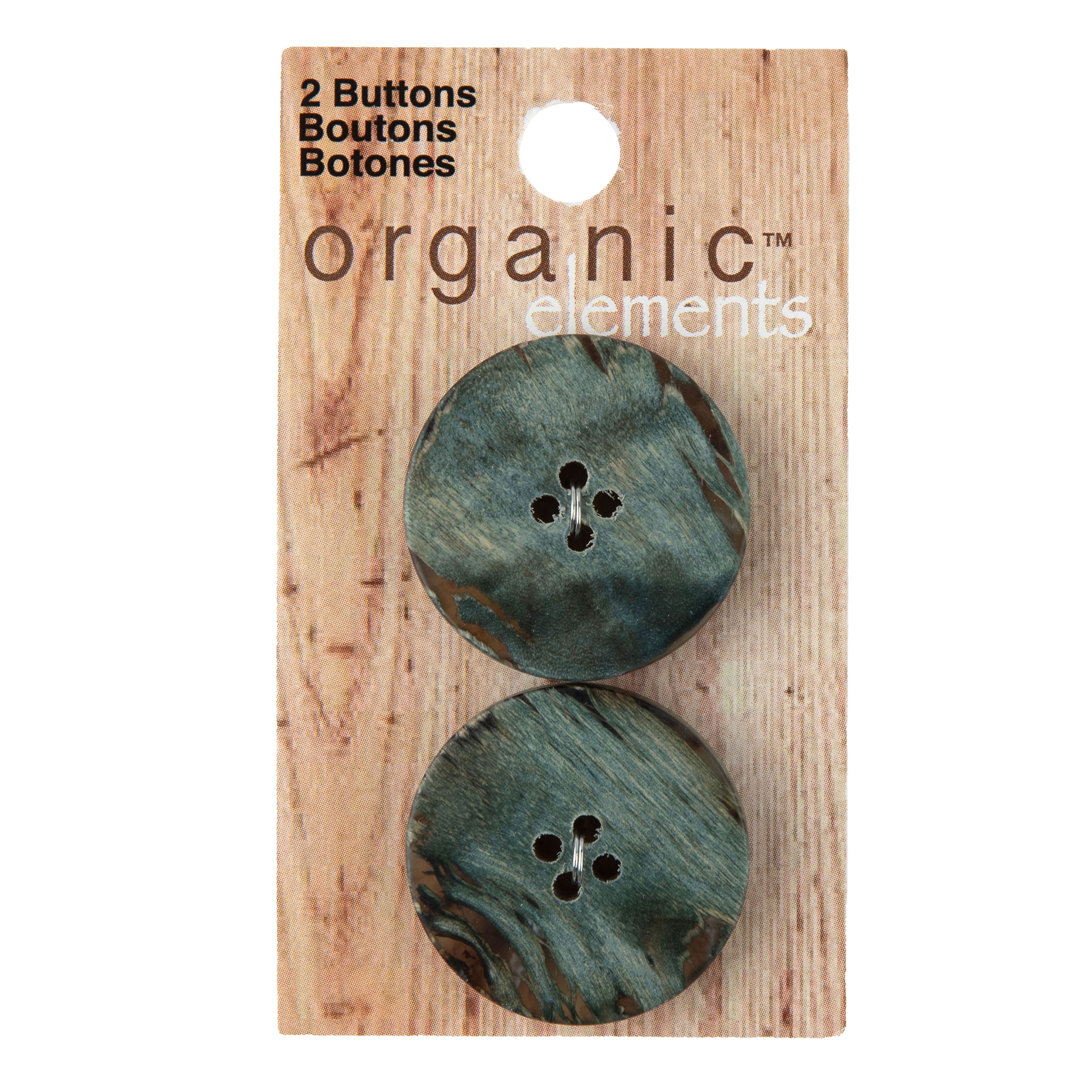 Organic Elements 1 1/8" Green Wood Buttons, 2ct.