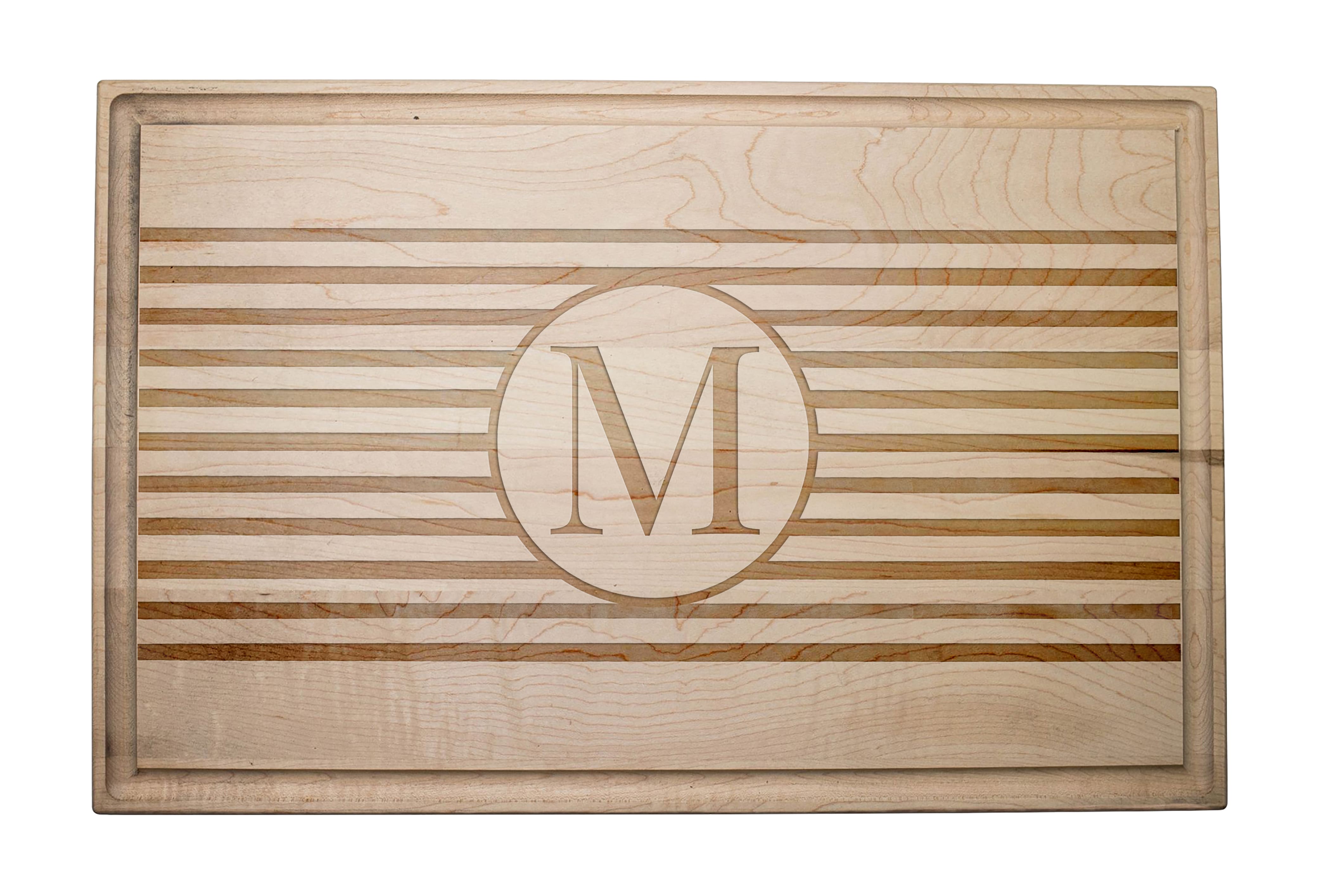 Stripe Monogram Maple Cutting Board