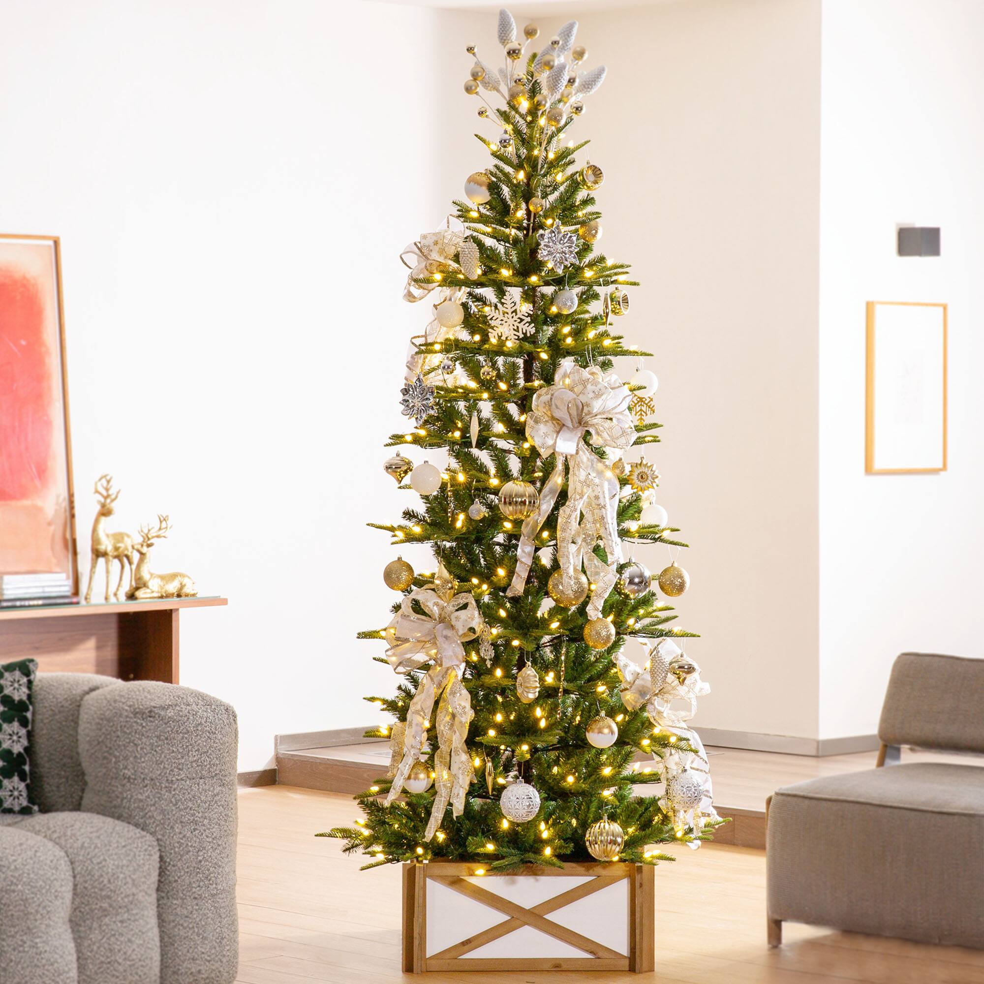 Glitzhome® Natural & White Wood Tree Collar