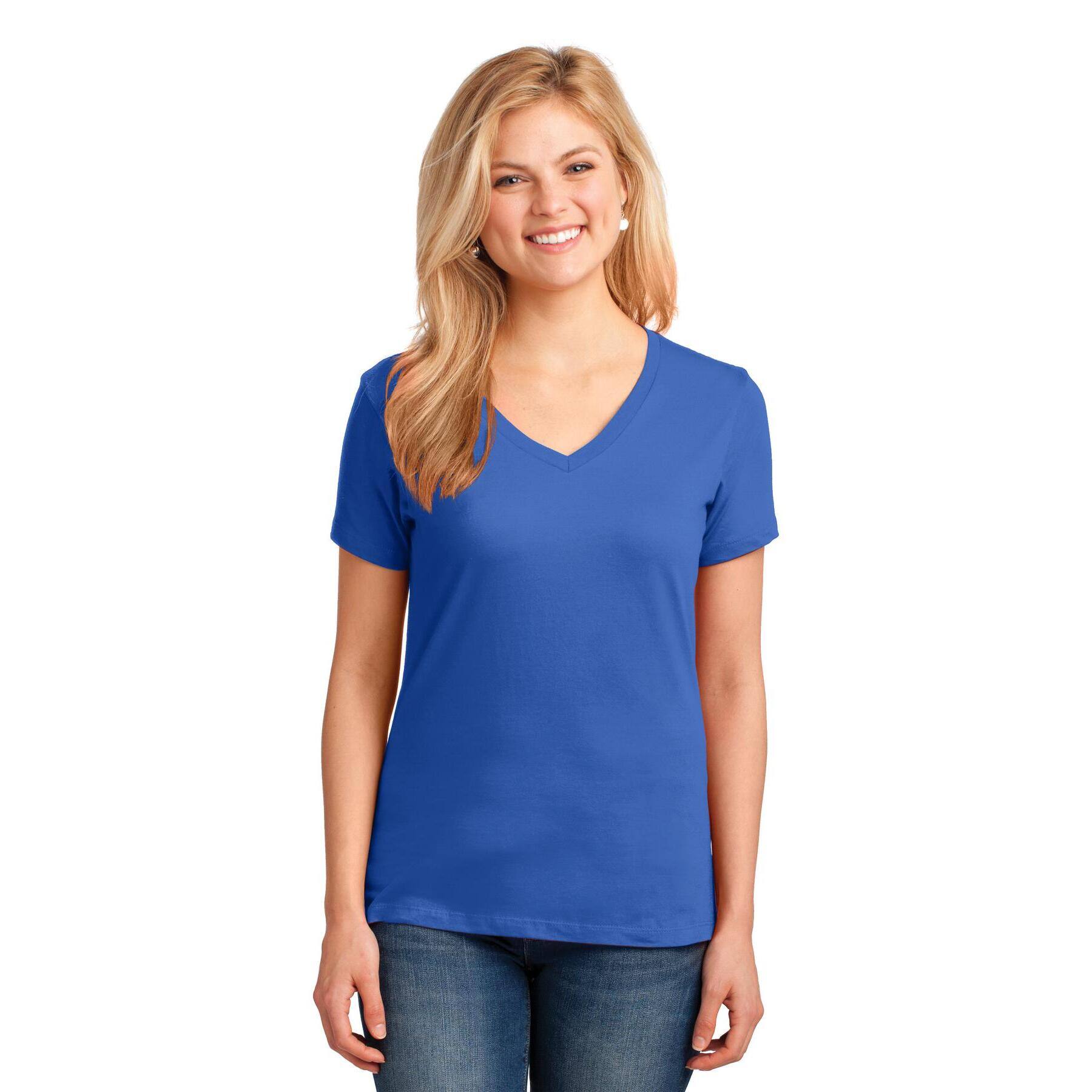 Port & Company® Brights Core Cotton V-Neck Ladies T-Shirt