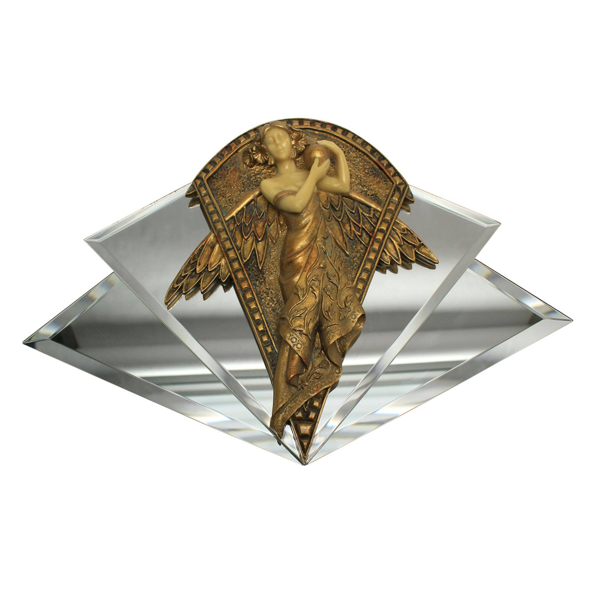13" Art Nouveau Angel Mirrored Wall Sculpture