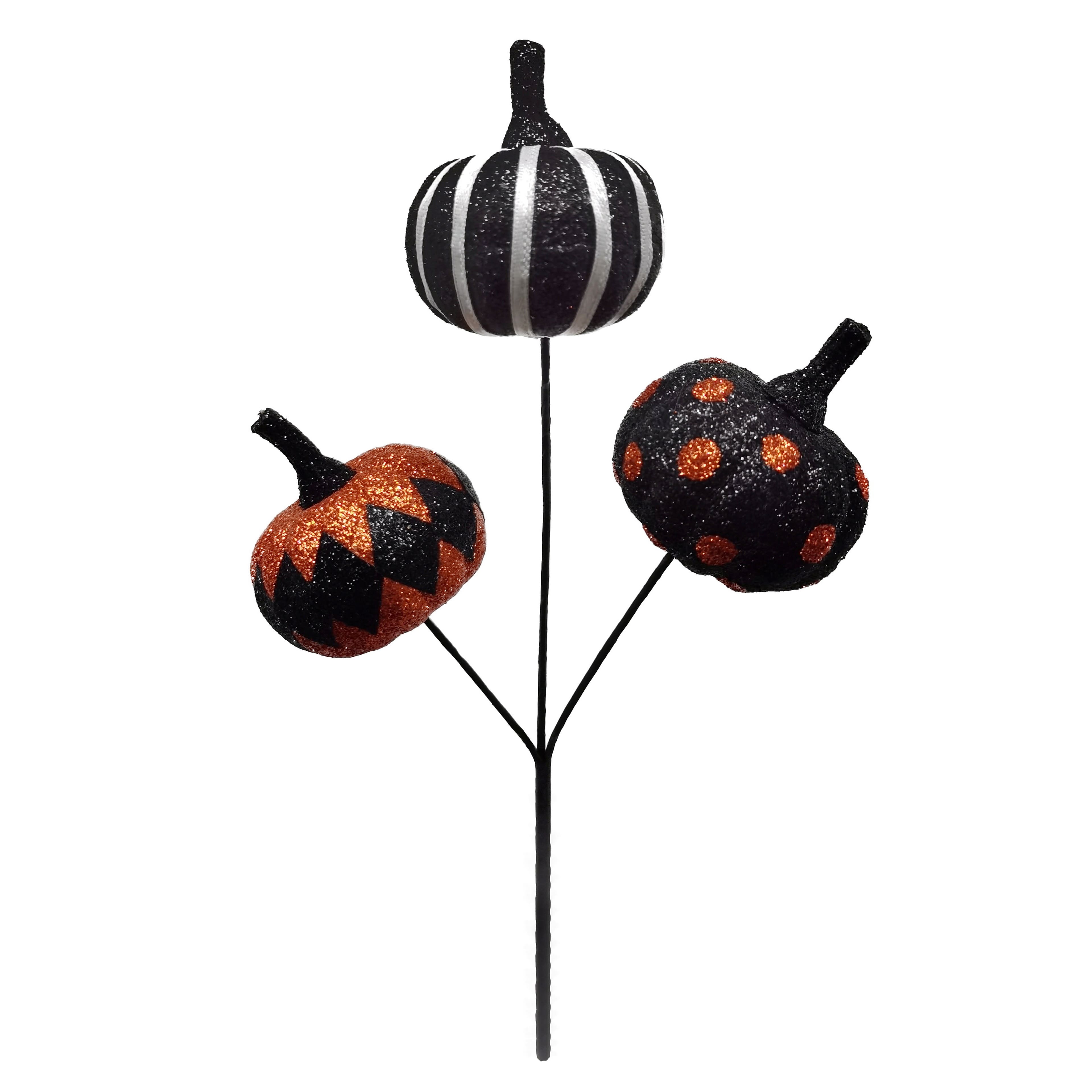 10&#x22; Black, Orange &#x26; White Pumpkin Pick by Ashland&#xAE;