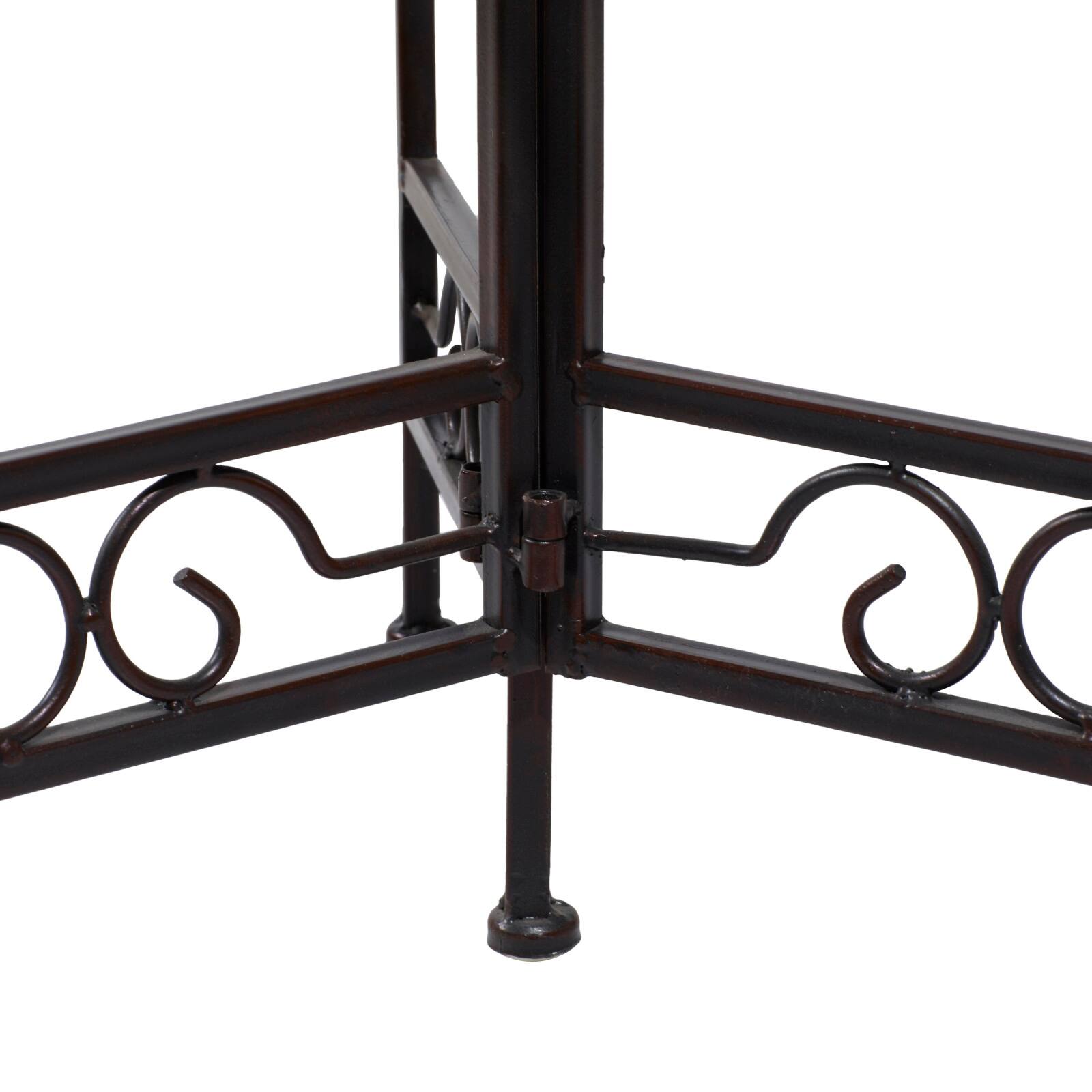 24&#x22; Brown Metal Tiered Traditional Plant Stand