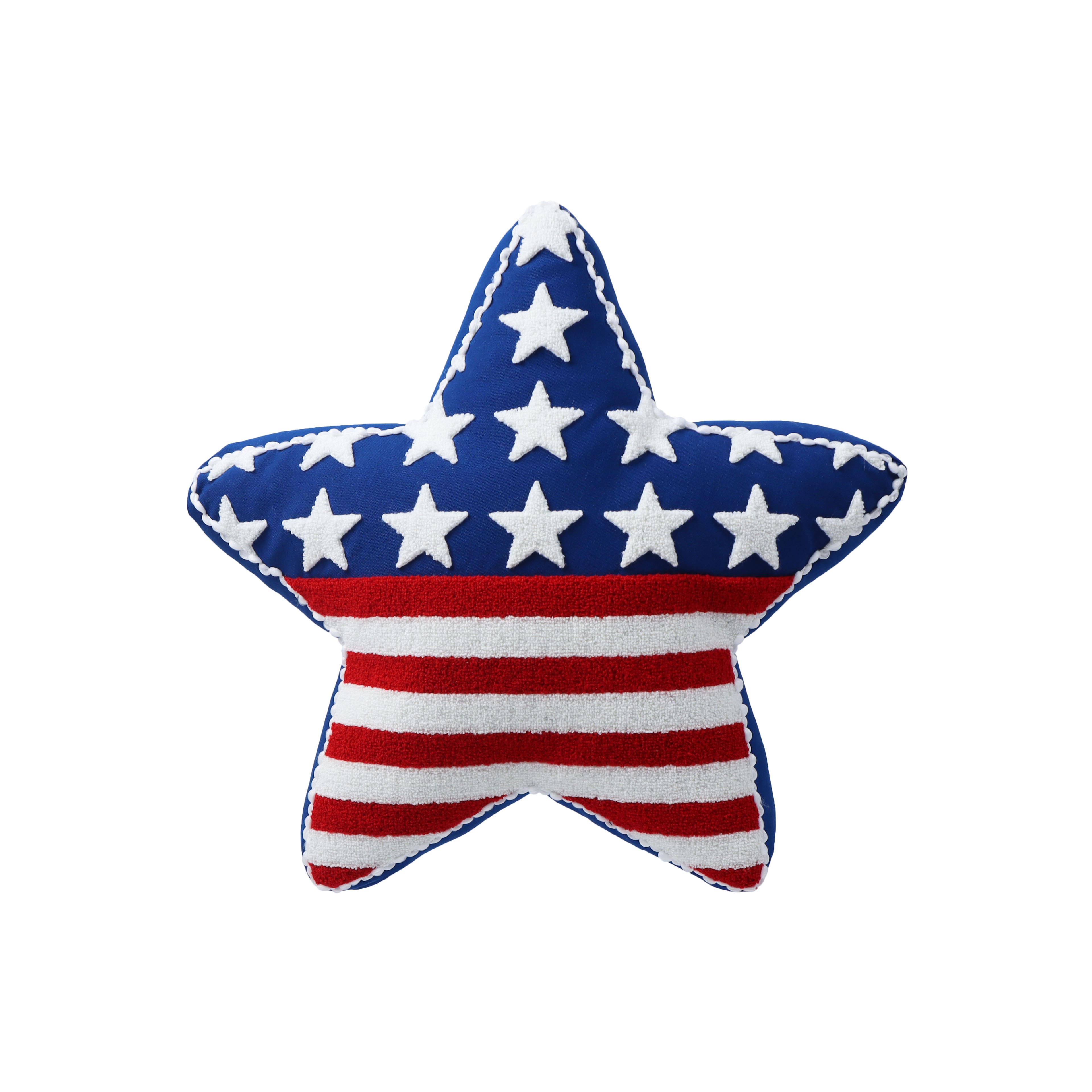 18&#x22; x 17&#x22; Red, White &#x26; Blue Star Shaped Throw Pillow by Celebrate It&#x2122;