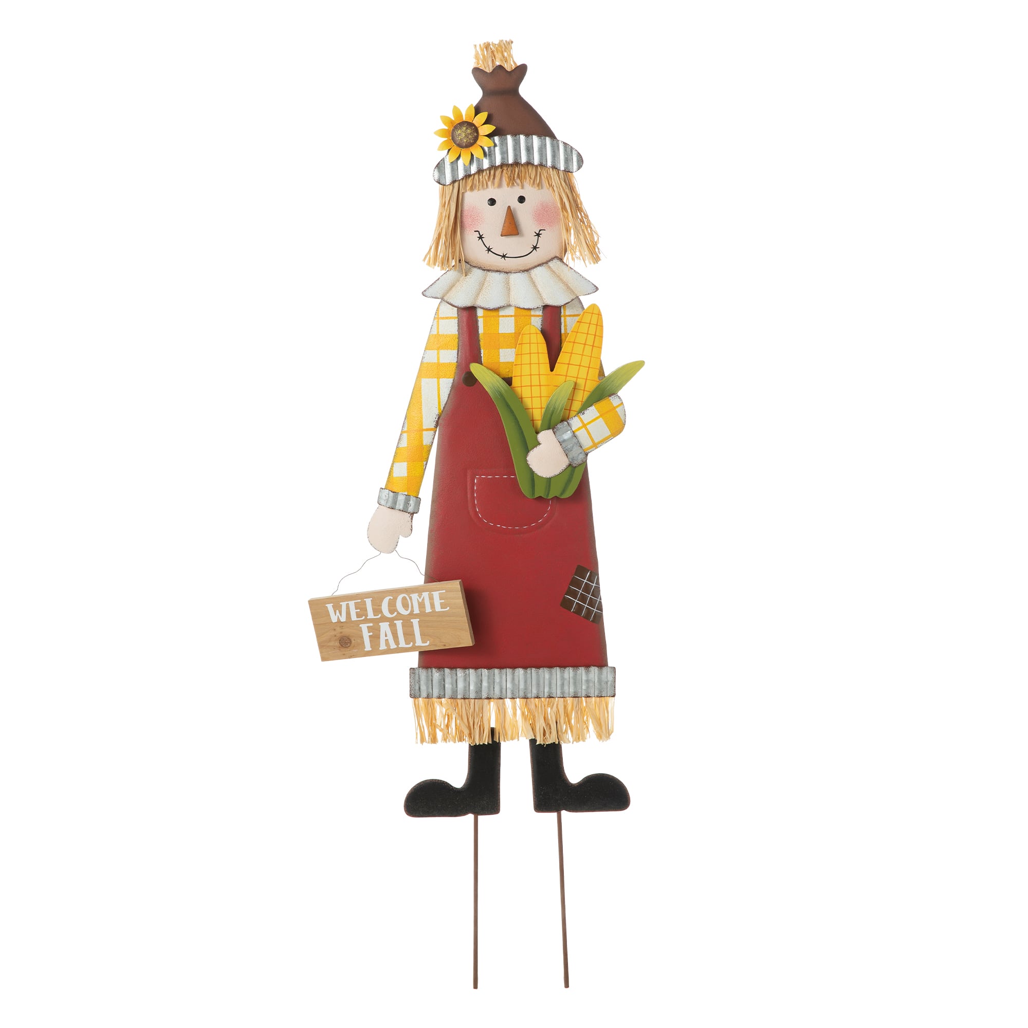 Glitzhome&#xAE; 37.25&#x22; Metal Scarecrow Yard Stake/Standing/Hanging Sign