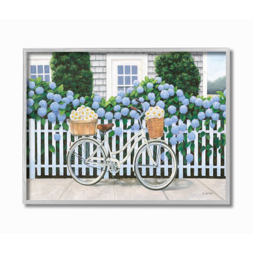 Stupell Industries Cape Cod Daisy Bike Gray Framed Wall Art