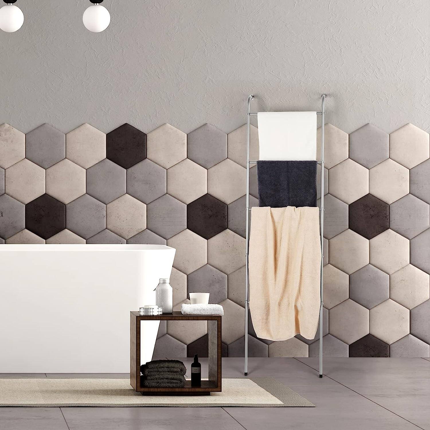 NEX™ 5ft. 5-Tier Silver Wall-Mounted Metal Towel Ladder