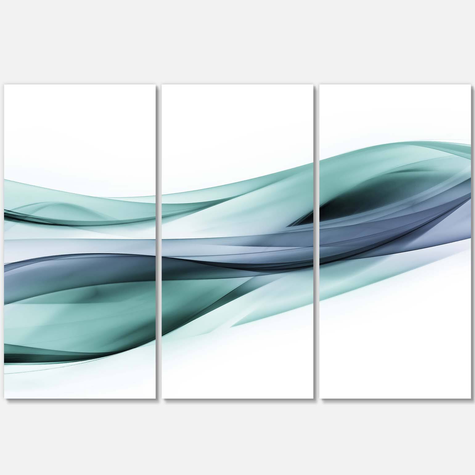 Designart - Fractal Lines Grey Blue - Abstract Canvas art print