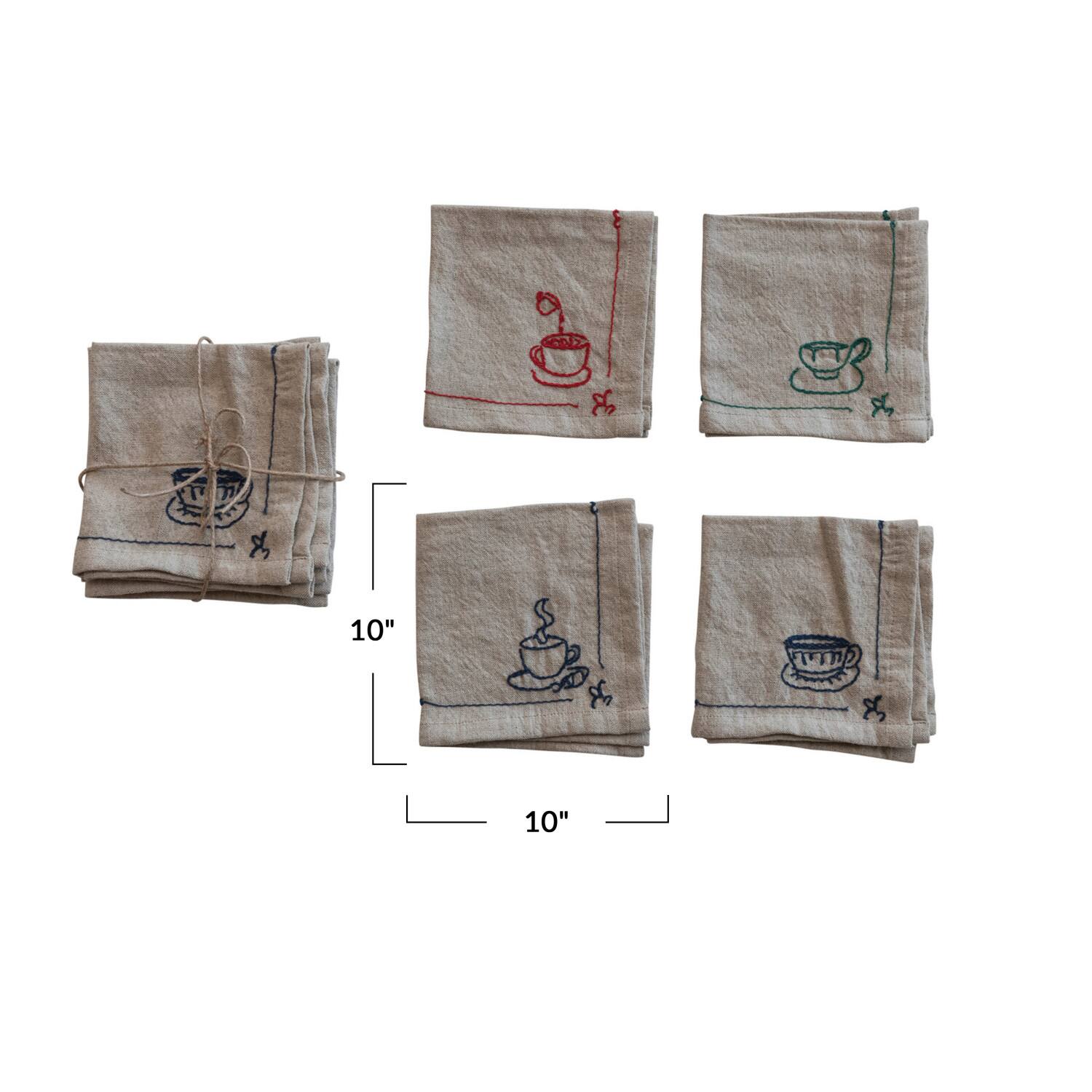 Coffee &#x26; Tea Cotton &#x26; Linen Cocktail Napkins, 4ct.