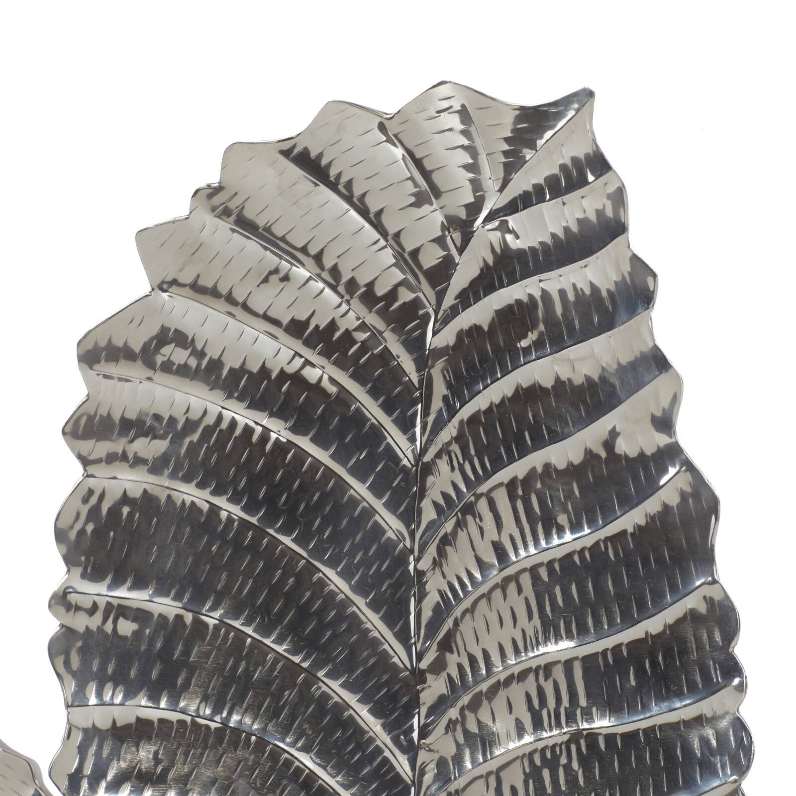 36" Silver Steel Glam Leaf Wall Décor