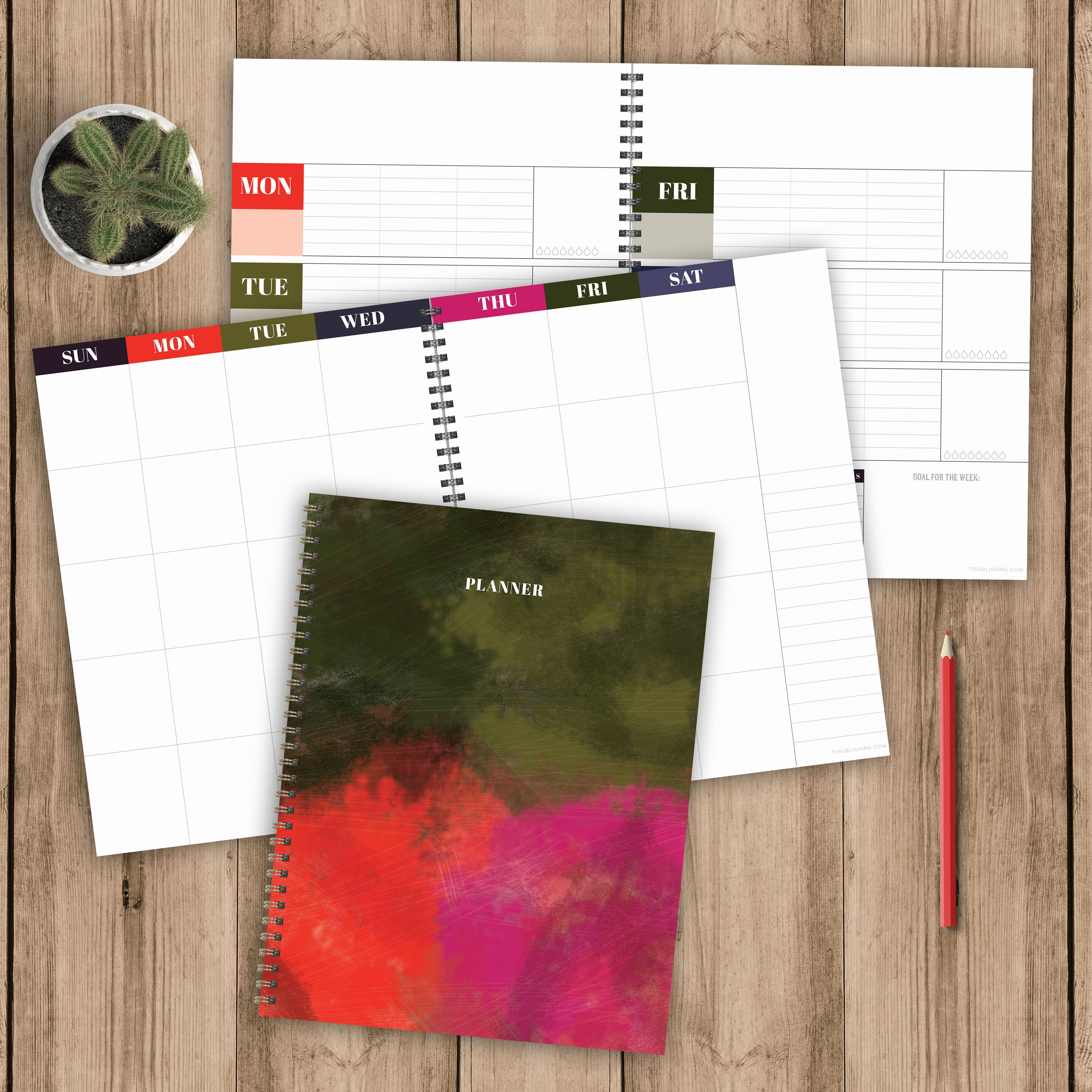 TF Publishing Large Painted Bold Undated Spiral Planner