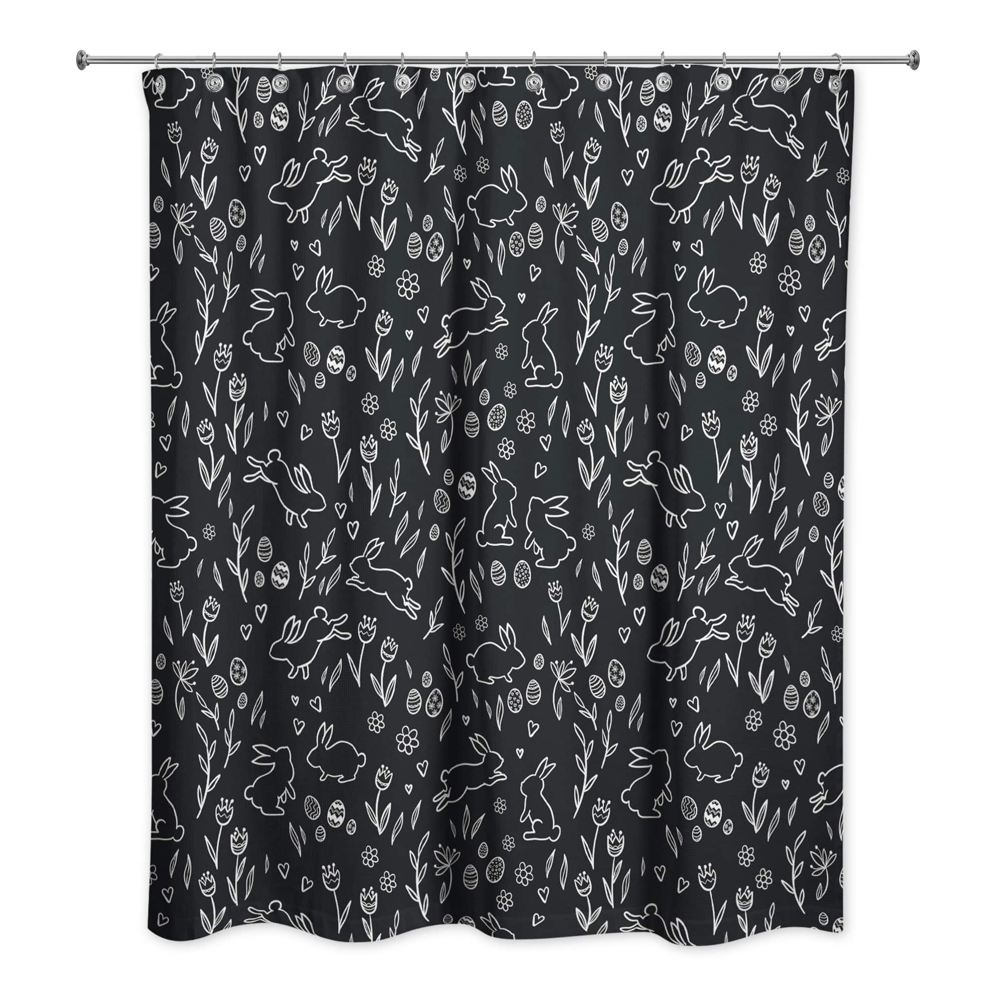 Chalk Easter Bunny Shower Curtain 71&#x22; x 74&#x22; Shower Curtain