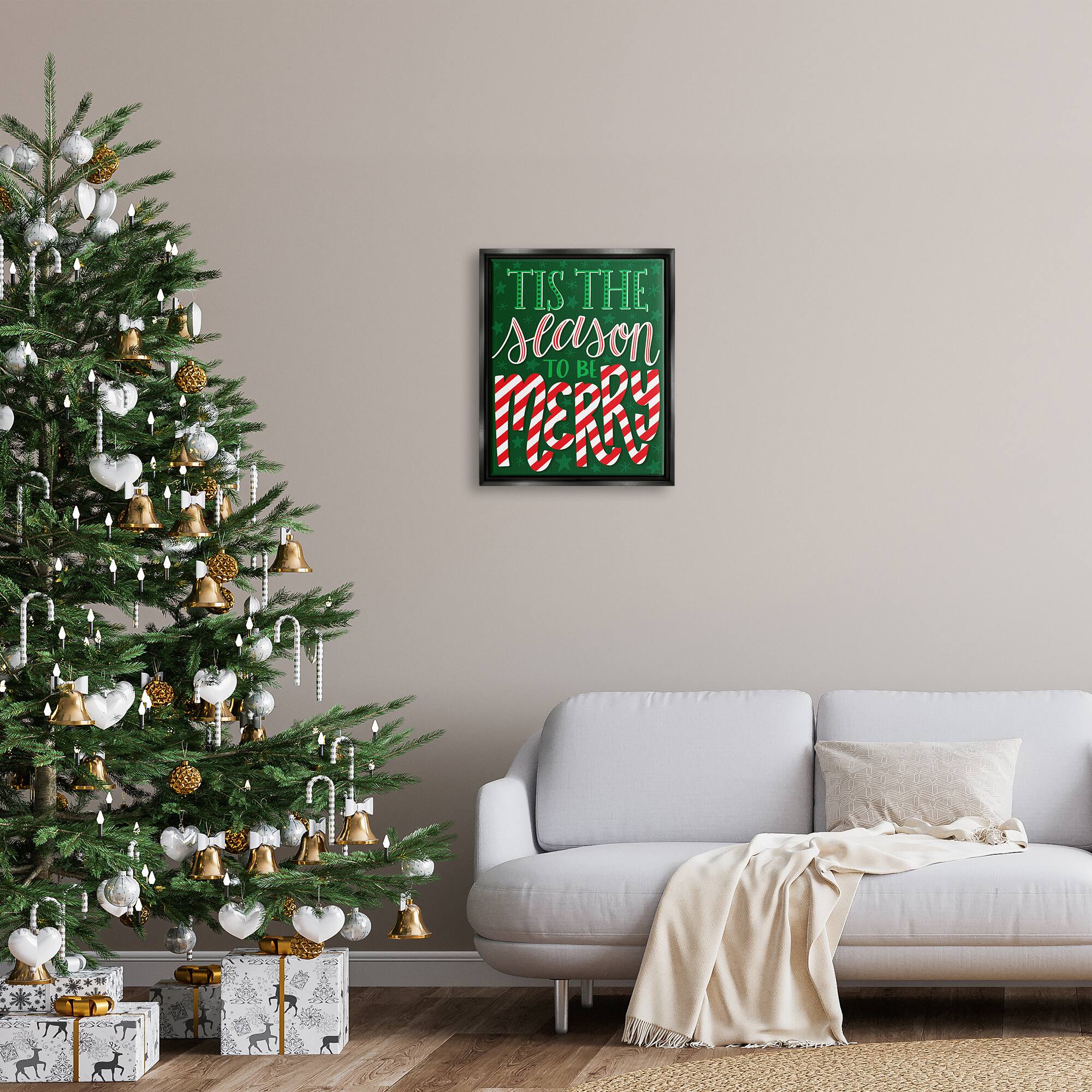 Stupell Industries Tis The Season To Be Merry Patterned Framed Floater Canvas Wall Art