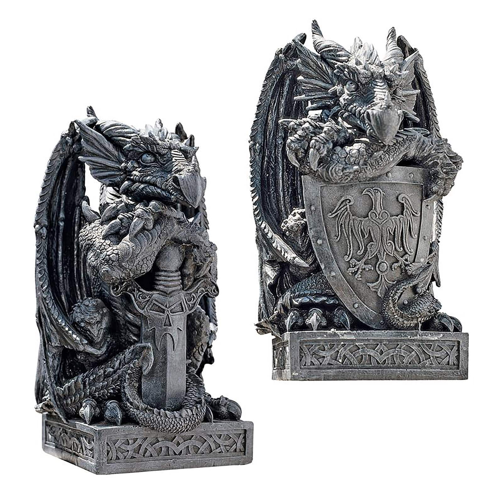 Design Toscano The Arthurian Dragon Statues: Sword & Shield Set