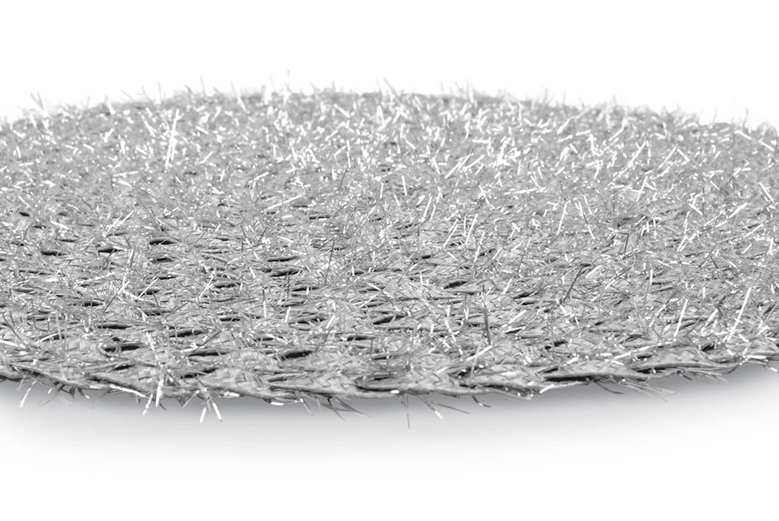 DII® Silver Round Polypropylene Woven Tinsel Placemat (Set of 6)