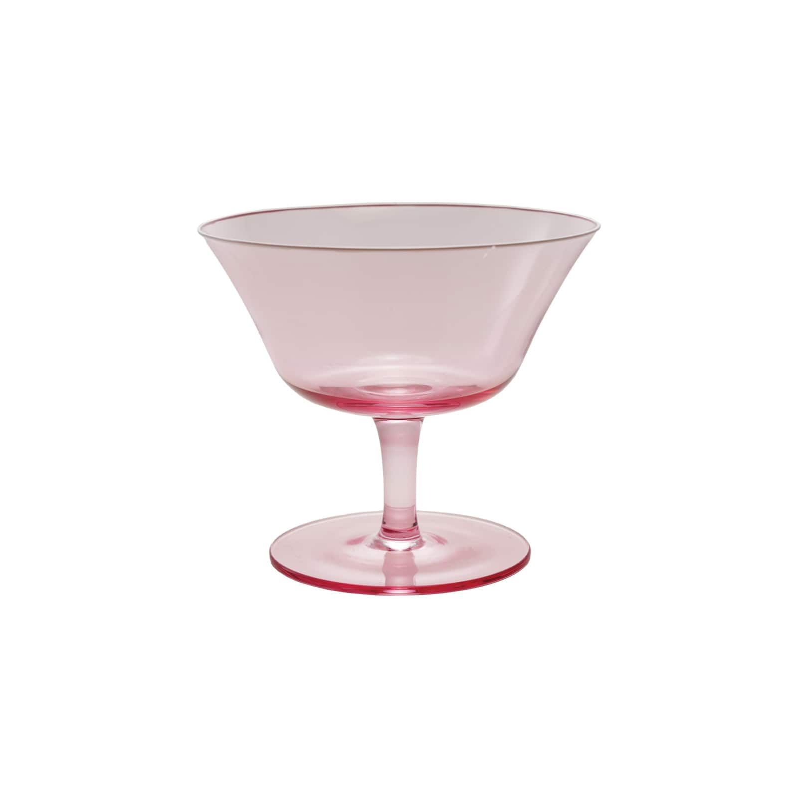Hello Honey 8-Ounce Stemmed Coupe Glass with White Rim, Pink, Set of 4
