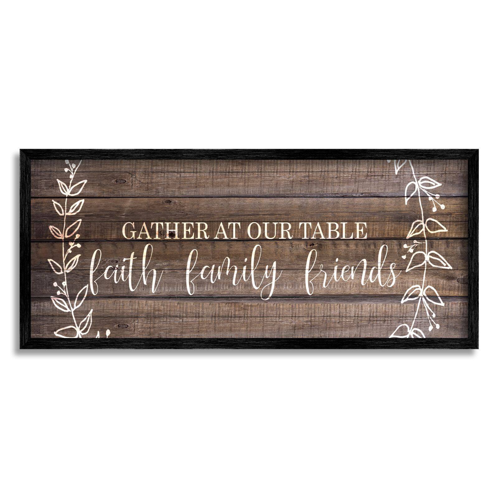 Stupell Industries Faith Family Friends Quote Wood Pattern Rustic Phrase Framed Wall Art