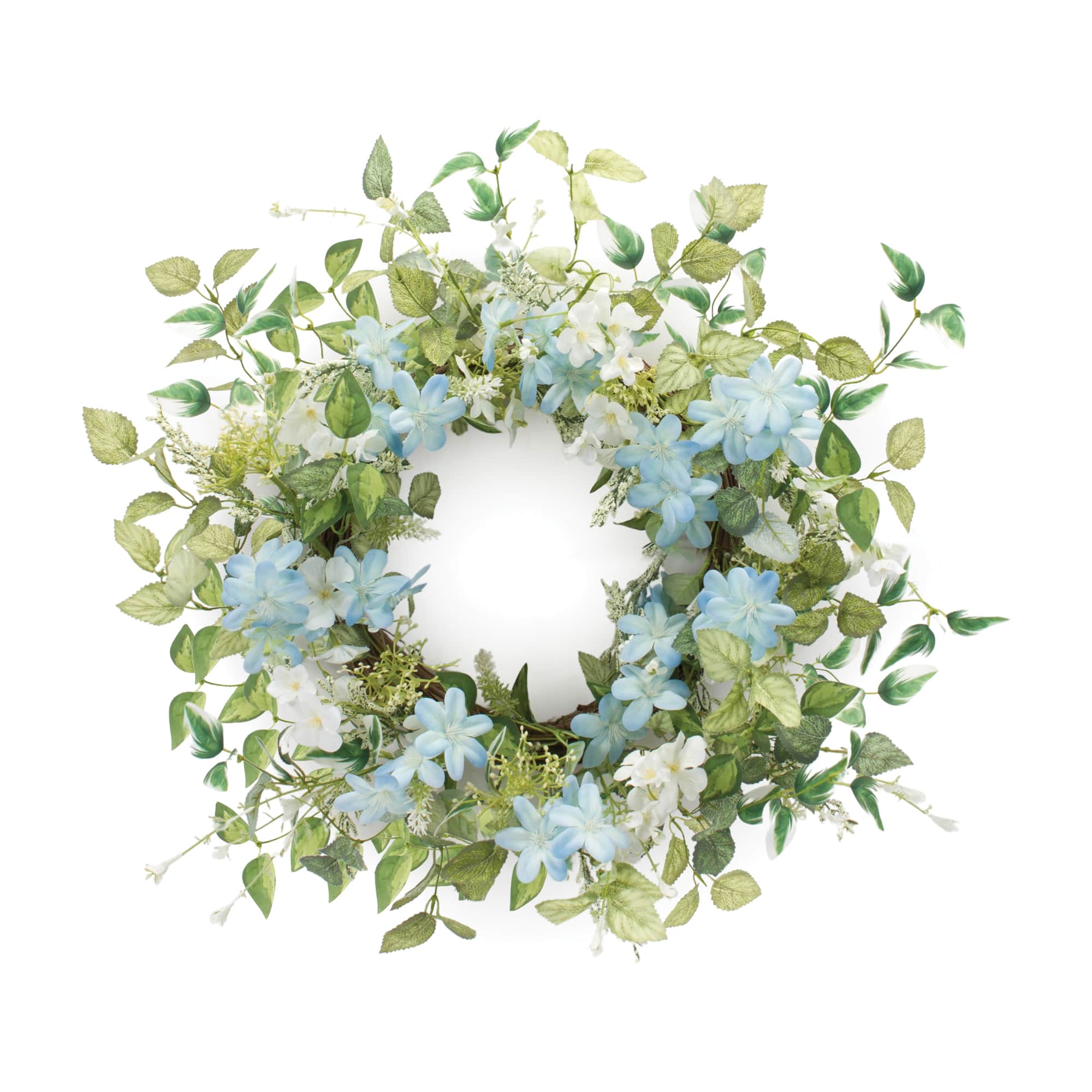23&#x22; Light Blue Mini Blossom Floral Wreath