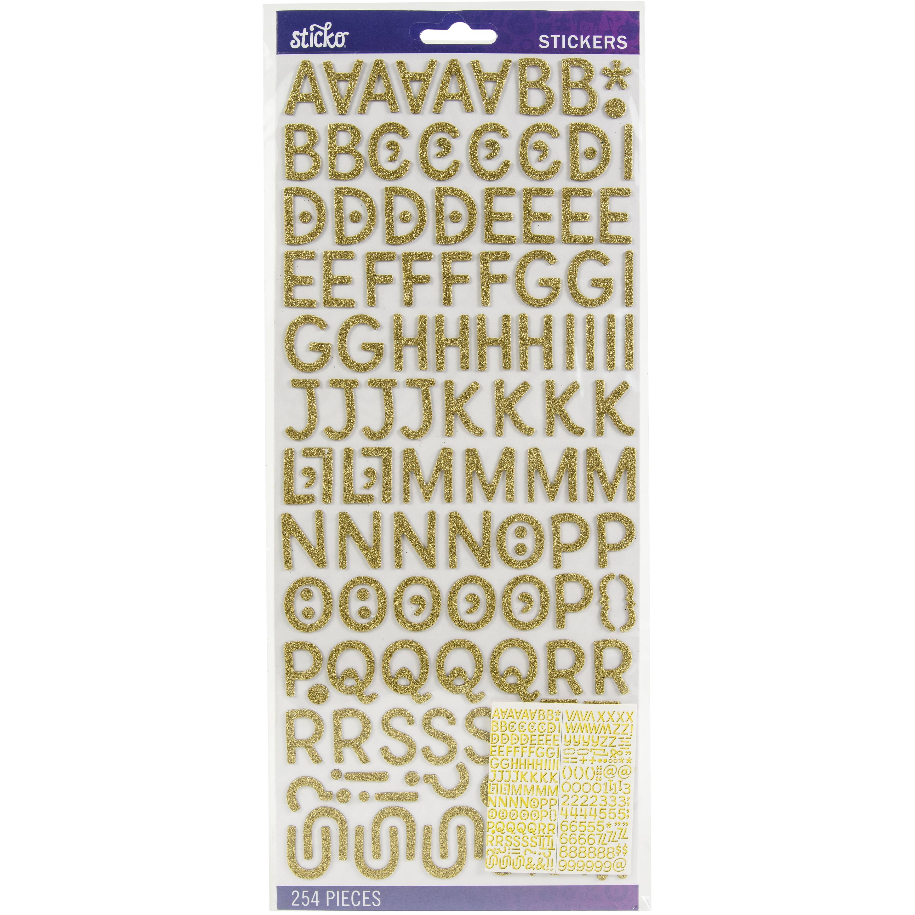 Sticko Alphabet Stickers 254/Pkg-Gold Glitter