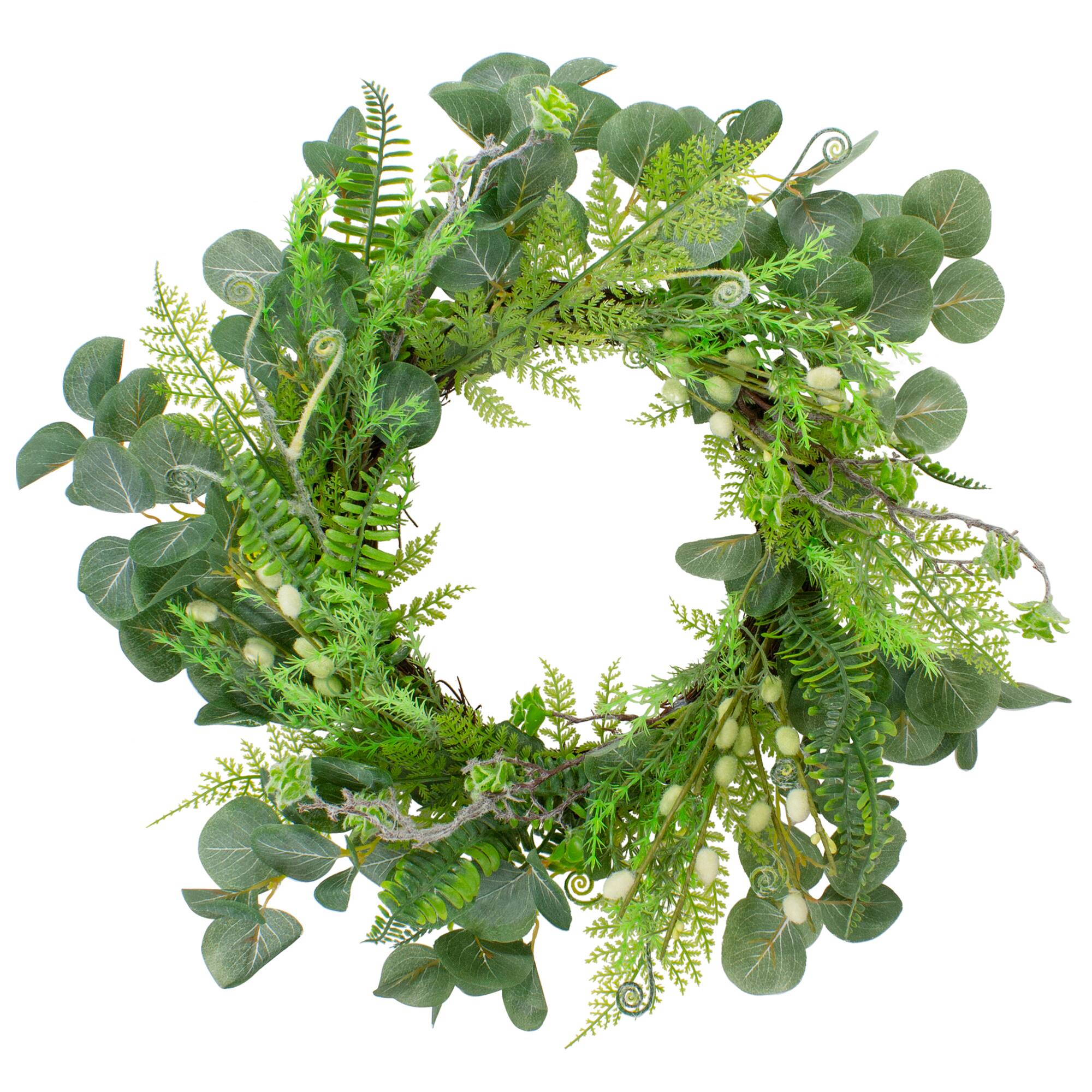 21" Green Eucalyptus & Foliage Springtime Floral Wreath