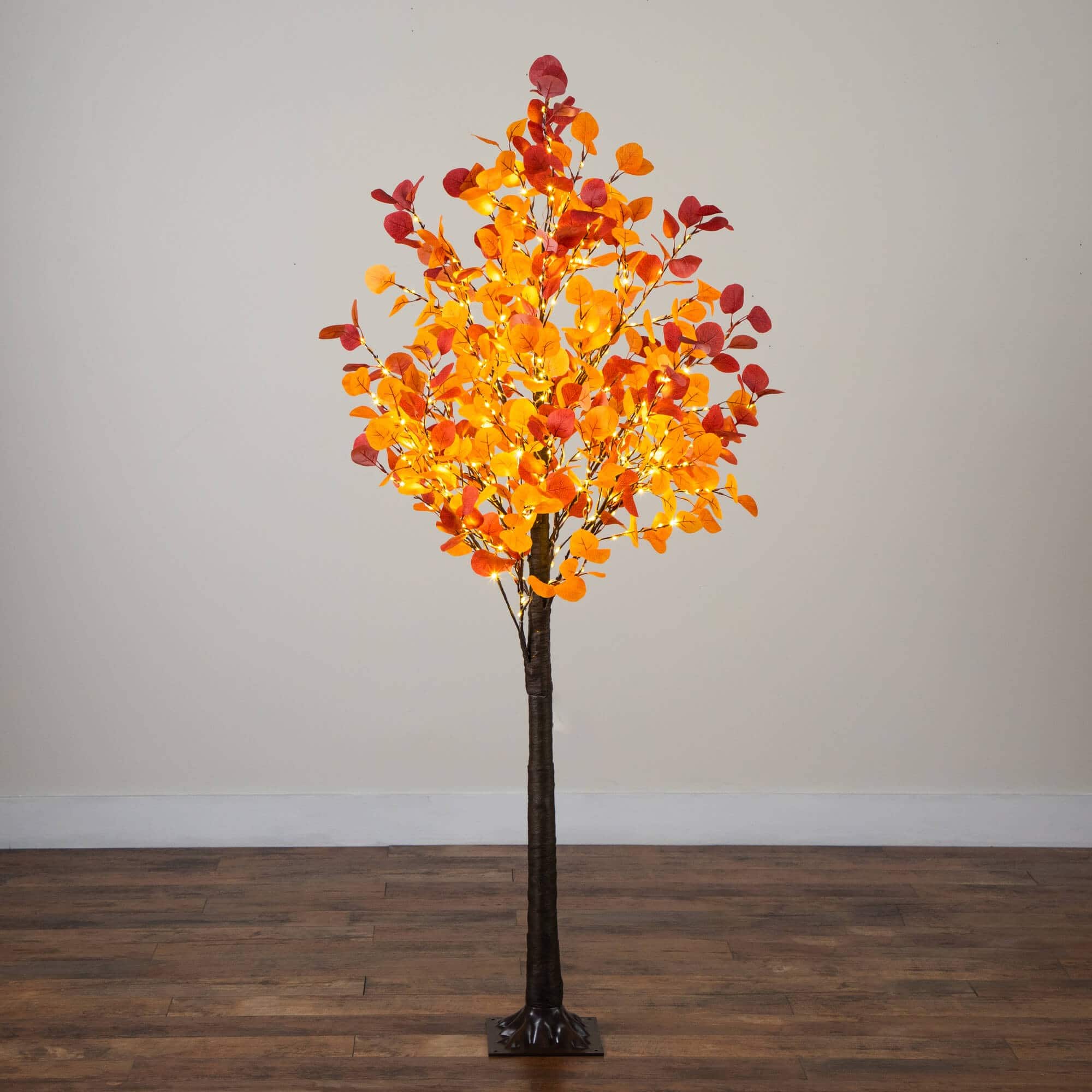 6ft. Pre-Lit Bright Autumn Eucalyptus Artificial Fall Tree with 420 Warm White LED Lights