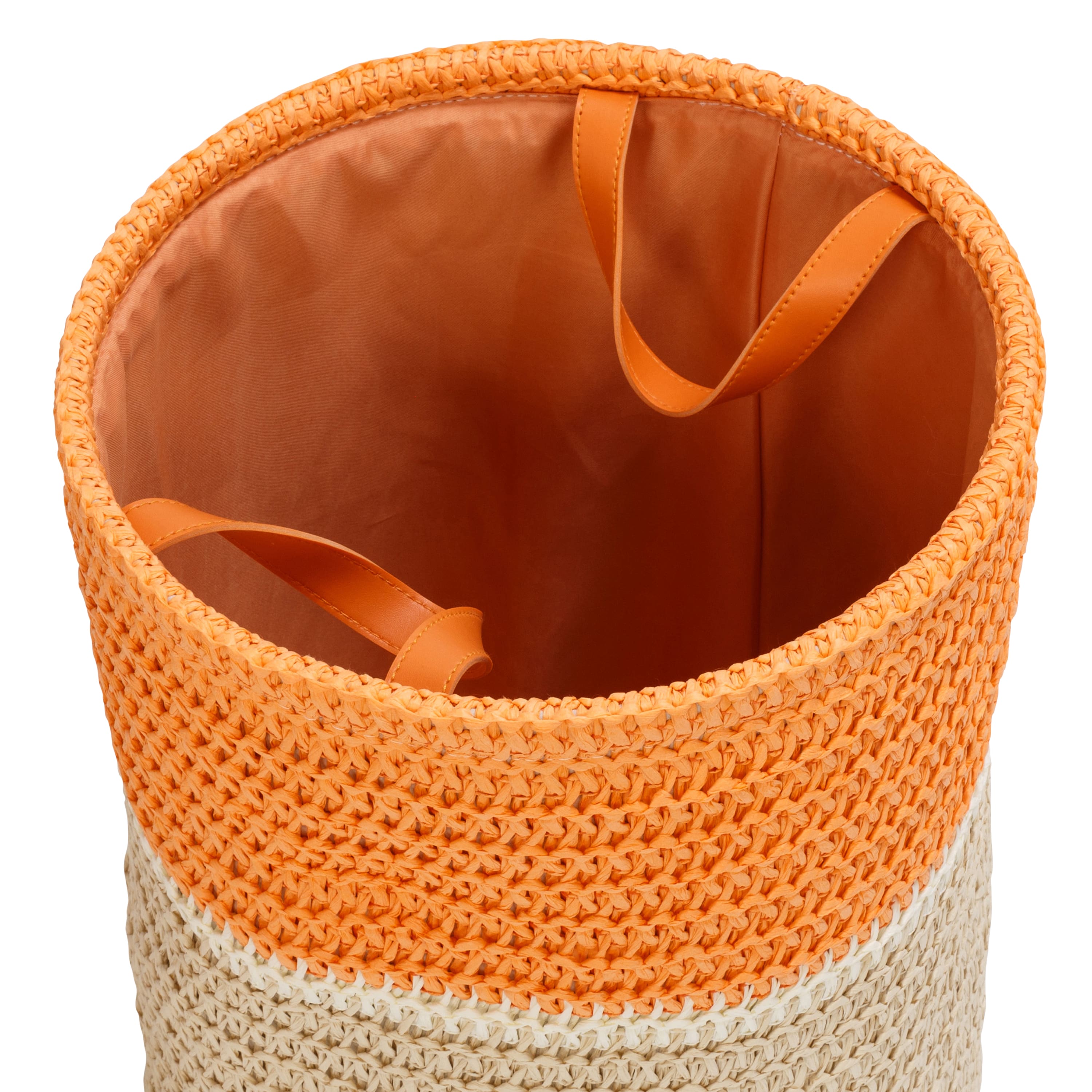 Honey Can Do Orange & Beige Paper Straw Nesting Baskets with Handles Set