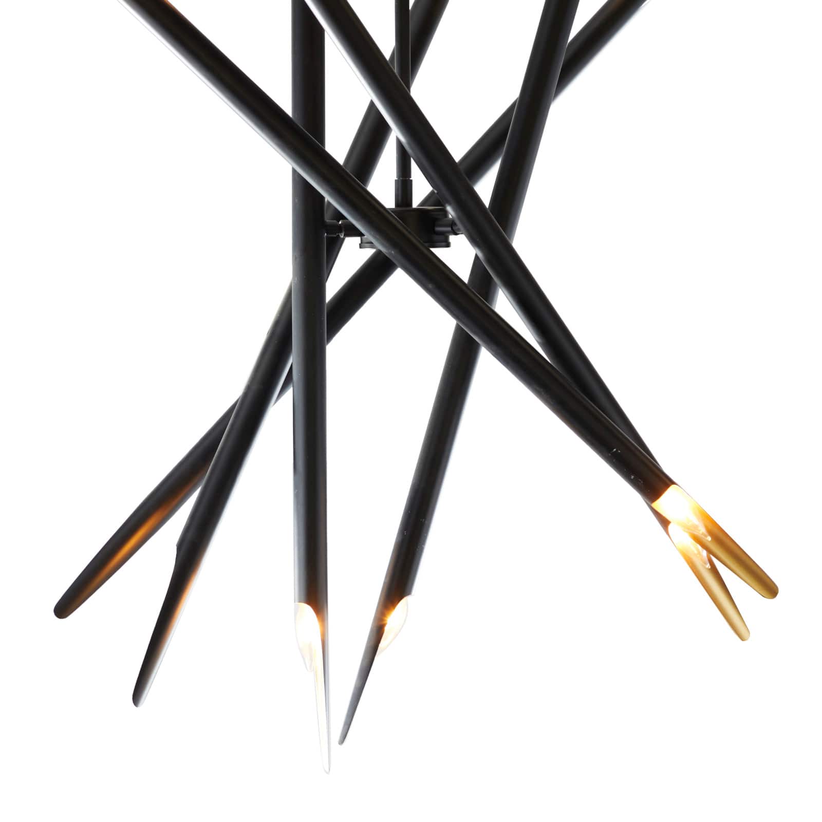 Black Metal 12 Light Chandelier with Suspension Rod 8" x 8" x 62"