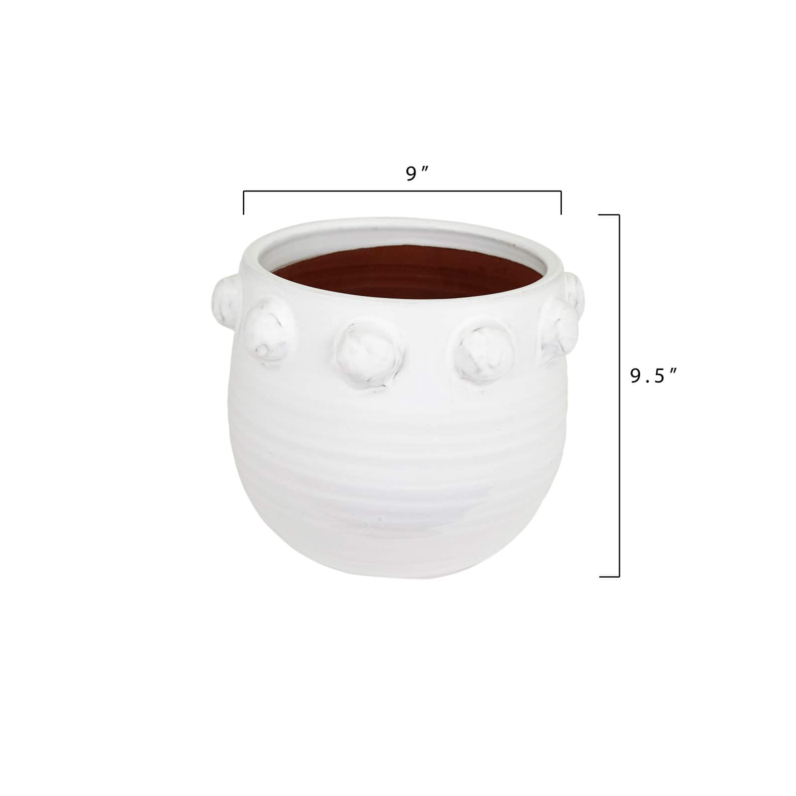 Hello Honey&#xAE; 9&#x22; White Bubble Design Top Terracotta Planter