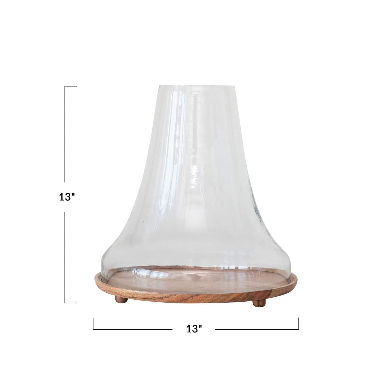 Hello Honey® 13" Reclaimed Glass Cloche with Mango Wood Base