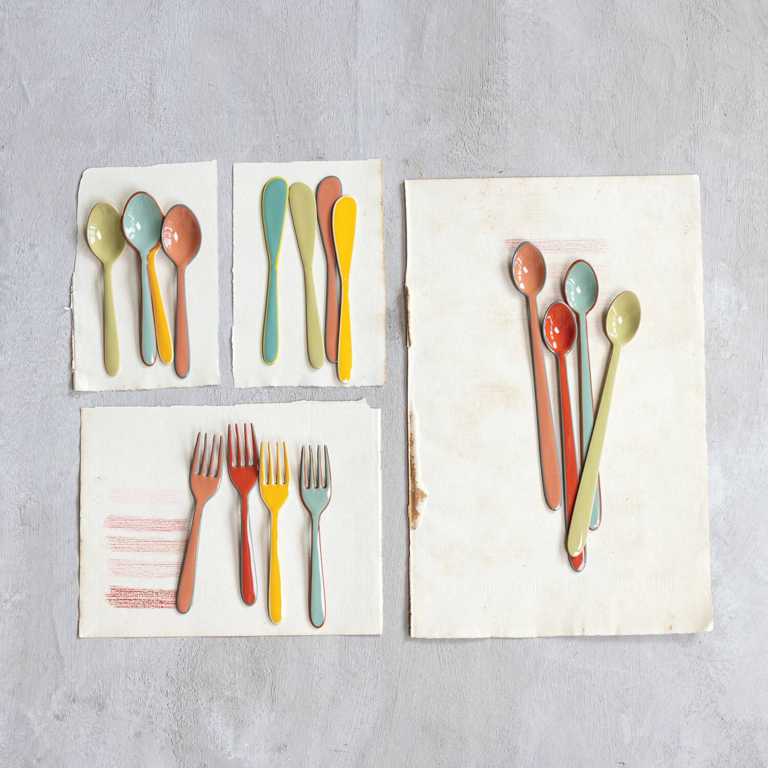 Hello Honey&#xAE; 8&#x22; Multicolor Enameled Stainless Steel Cocktail Spoon Set