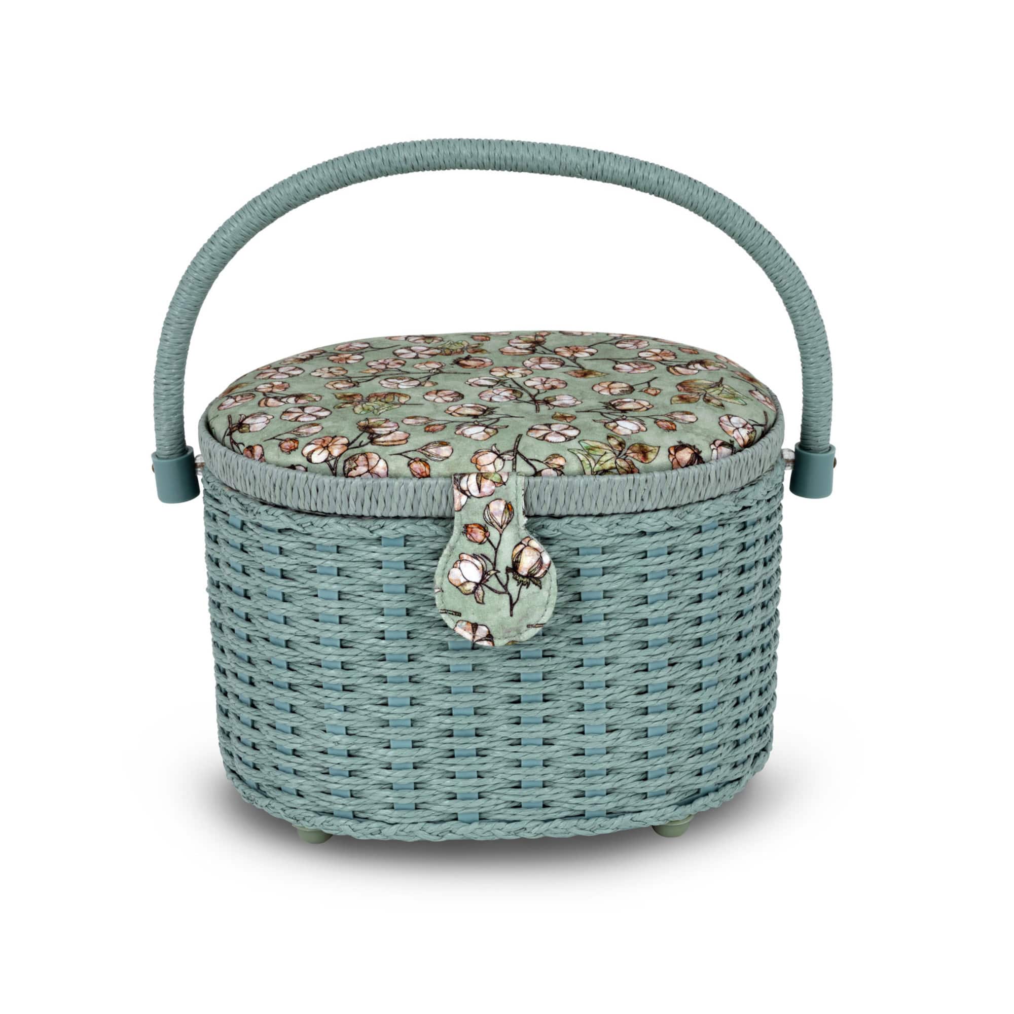 Dritz® Soft Green Floral Small Oval Weaved Sewing Basket