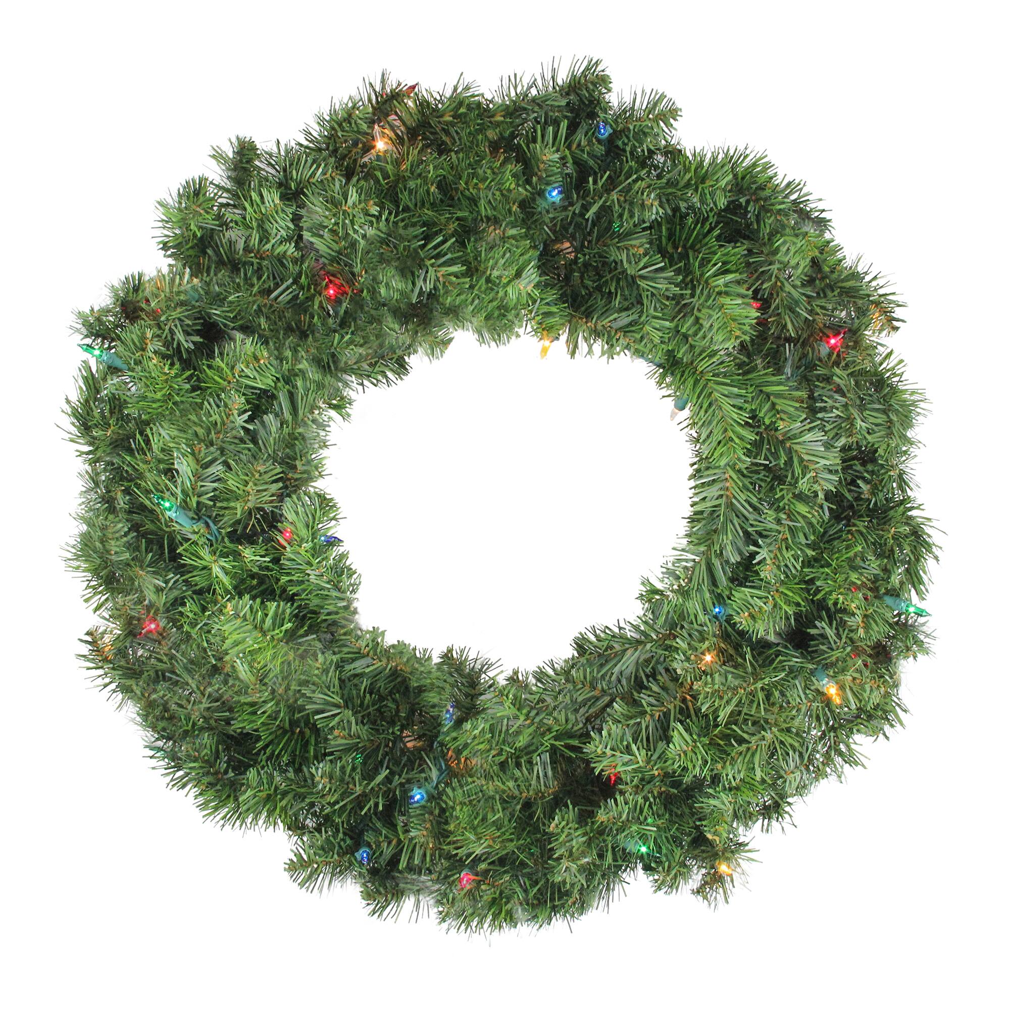 24&#x22; Pre-Lit Canadian Pine Artificial Christmas Wreath
