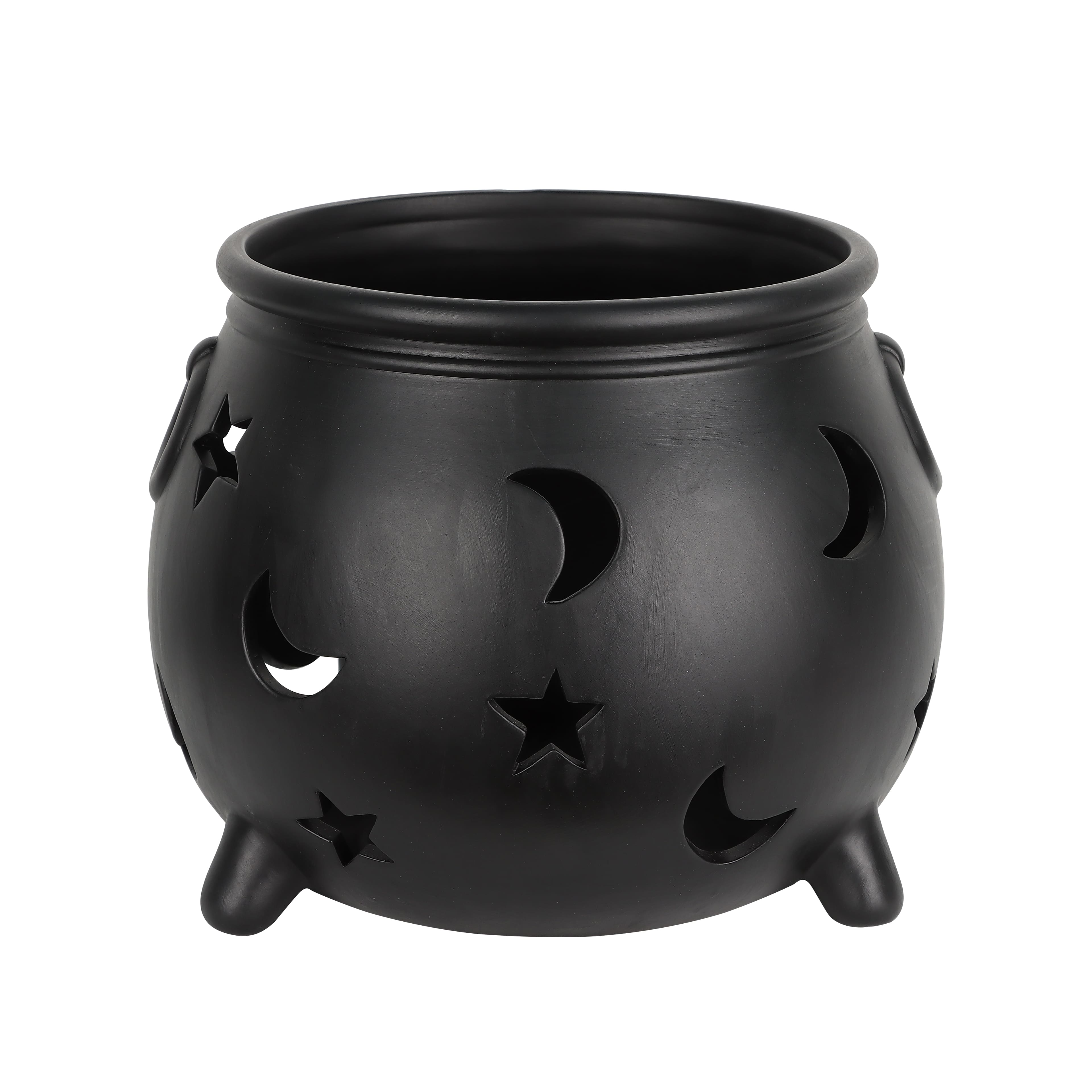 10.75&#x22; Black Moon &#x26; Stars Cauldron Ceramic Candle Holder by Ashland&#xAE;