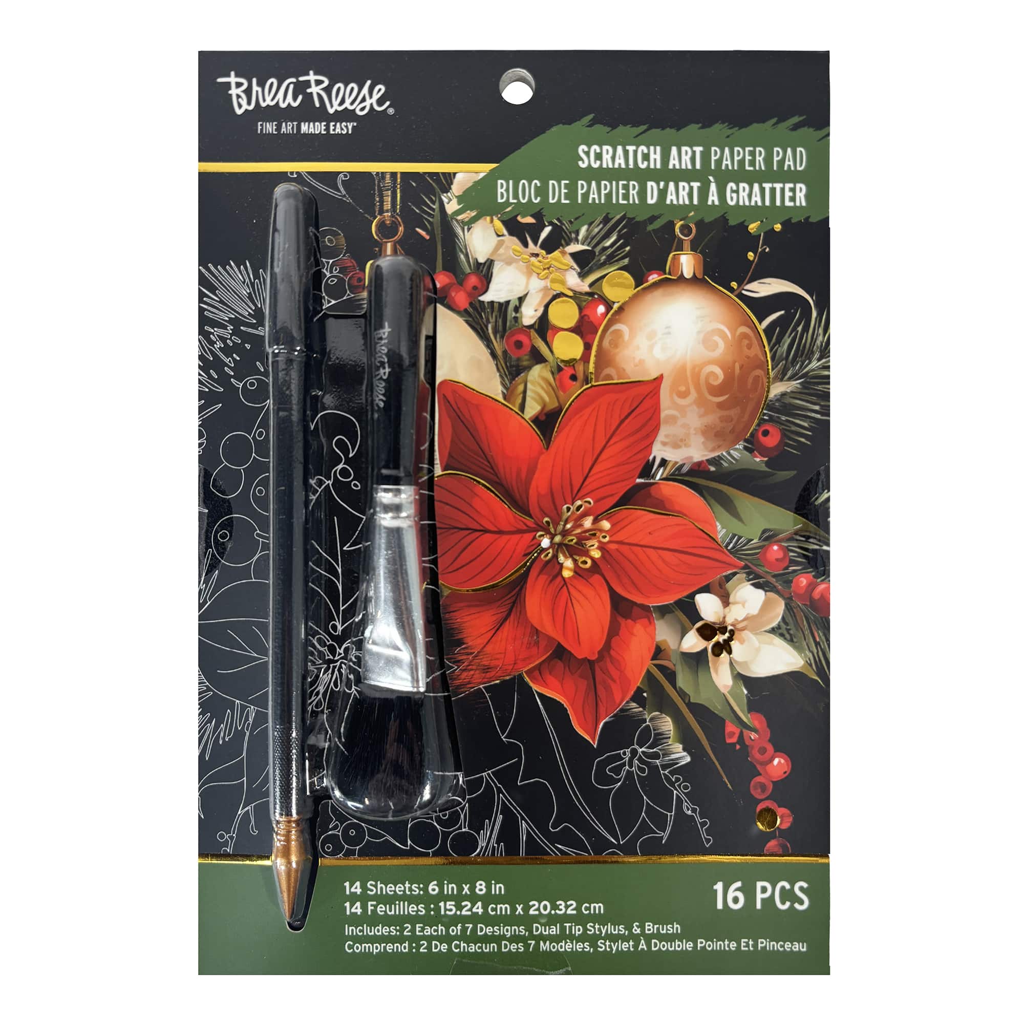 Brea Reese™ 6" x 8" Red & Gold Christmas Scratch Art Paper Pad