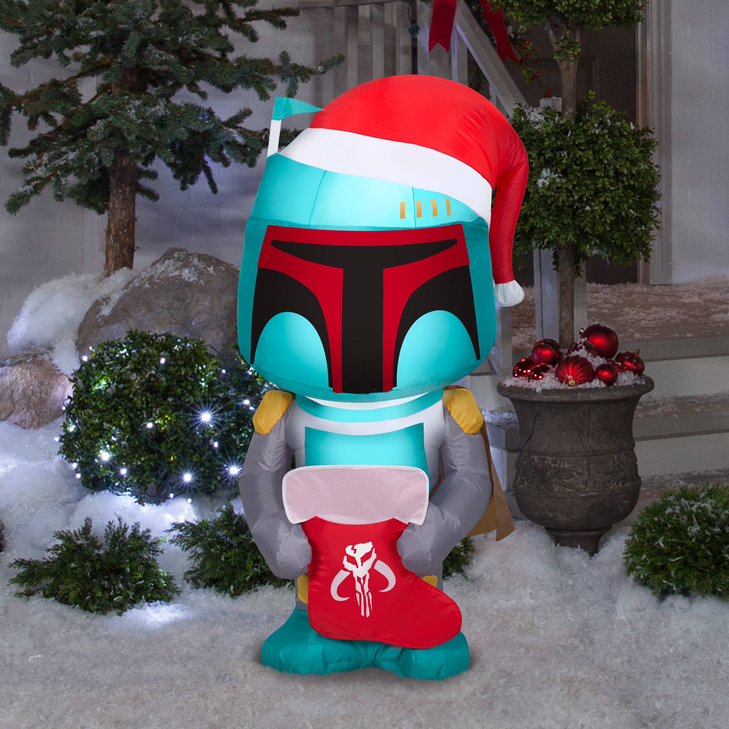 4ft. Airblown® Inflatable Christmas Boba Fett with Stocking