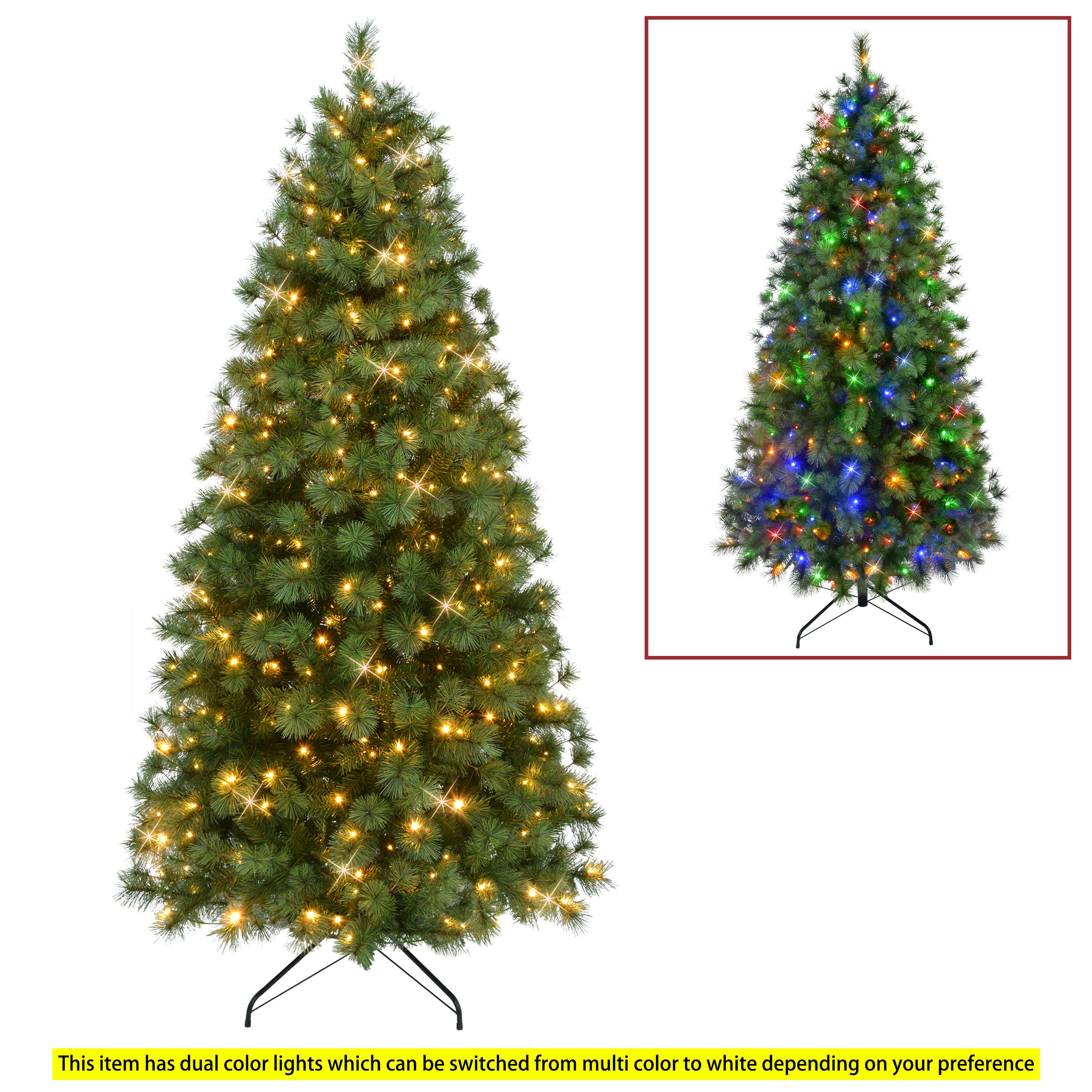 7.5ft. Pre-Lit Colorado Pine Artificial Christmas Tree, Dual Function LED Lights