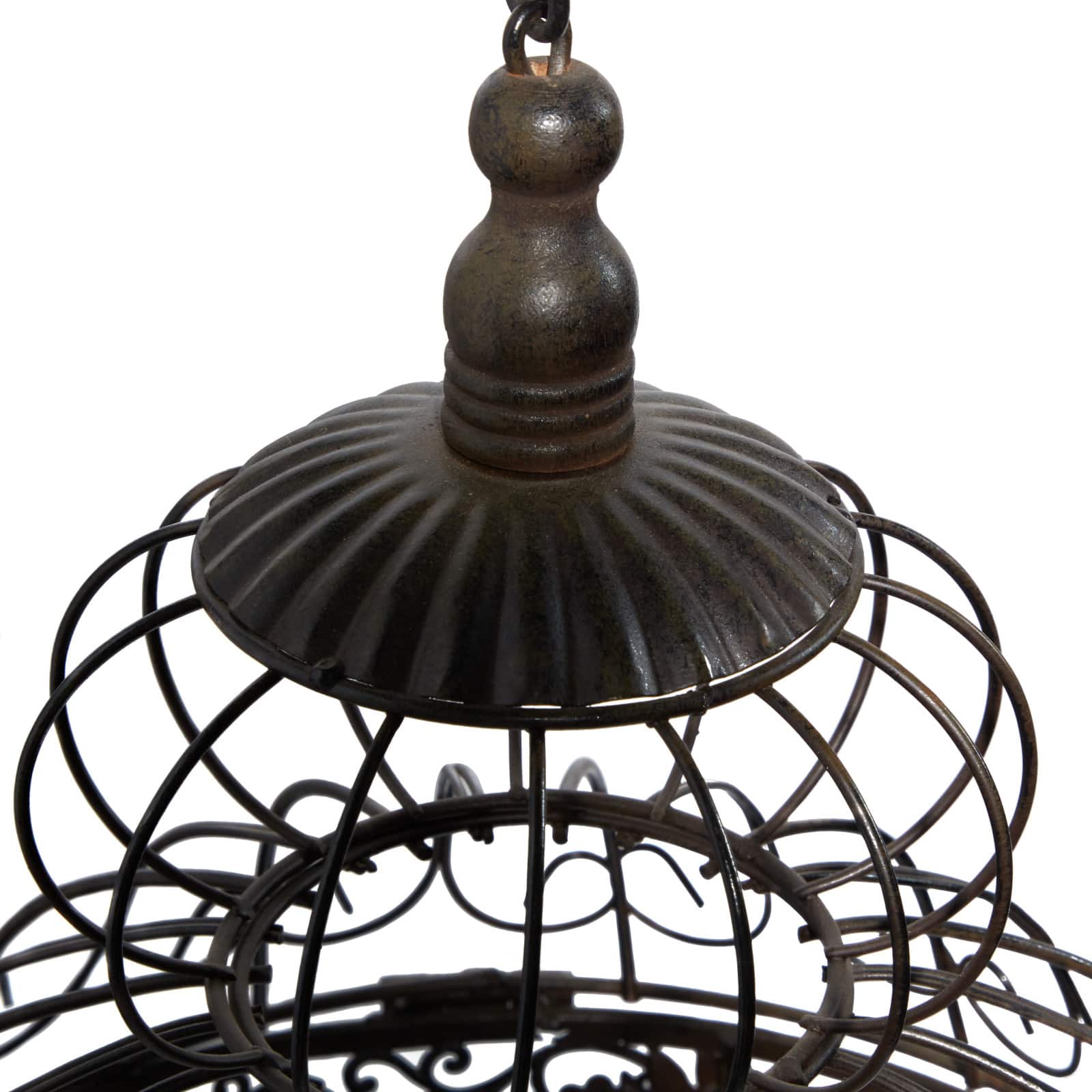 Vintage Black Metallic Standing Bird Cage, 47" x 14" x 14"