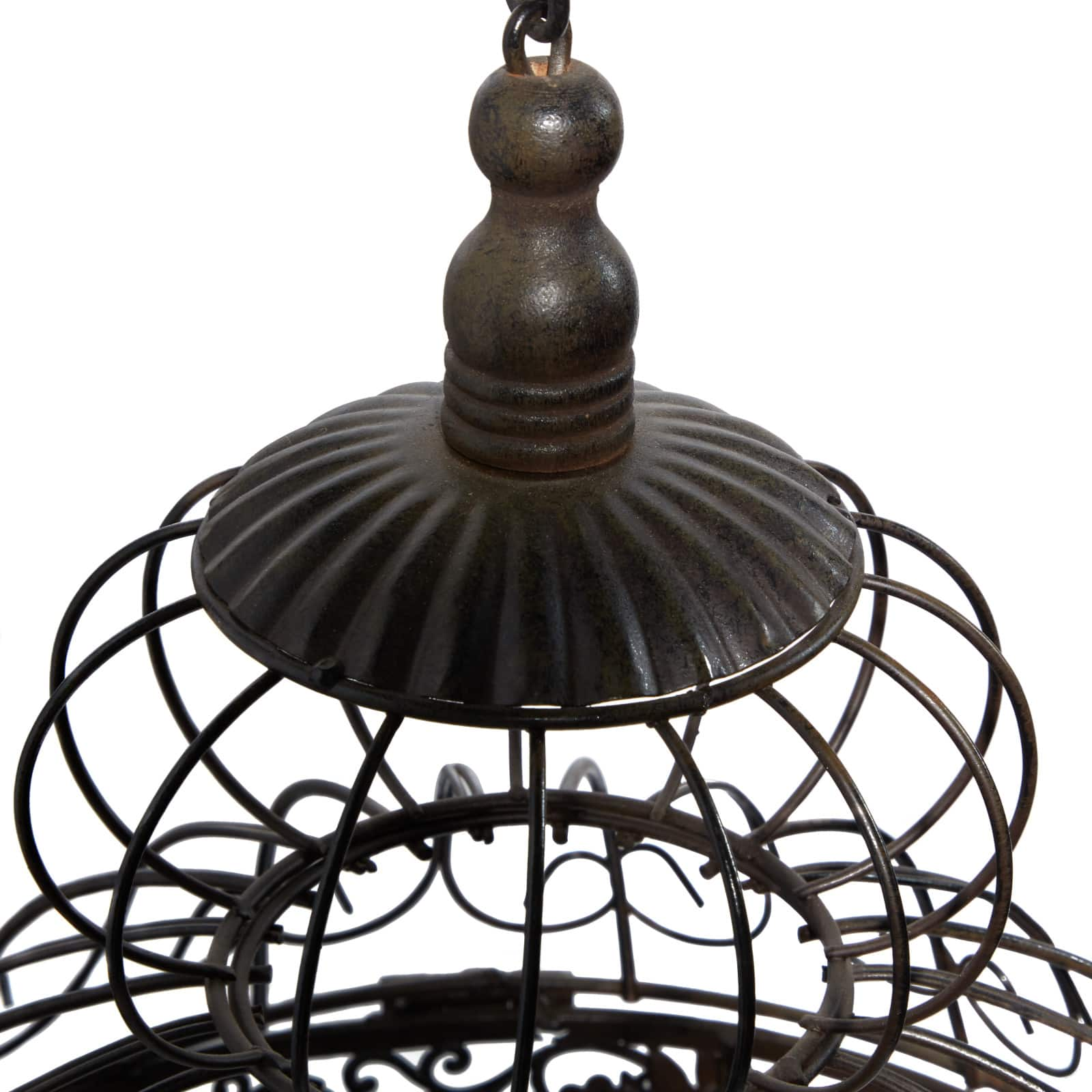 Vintage Black Metallic Standing Bird Cage, 47&#x22; x 14&#x22; x 14&#x22;