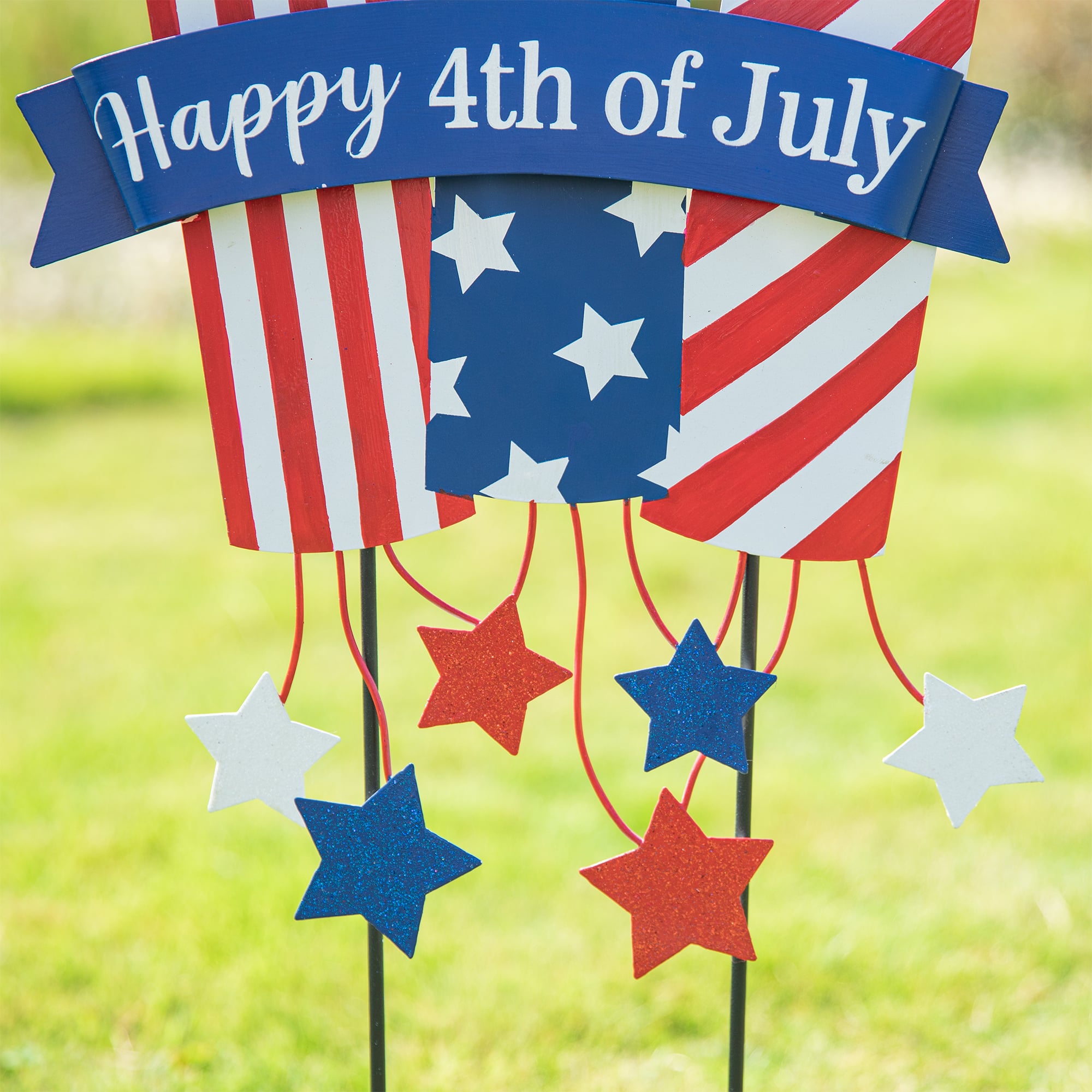 Glitzhome&#xAE; 30&#x22; Patriotic Firecracker Yard Stake