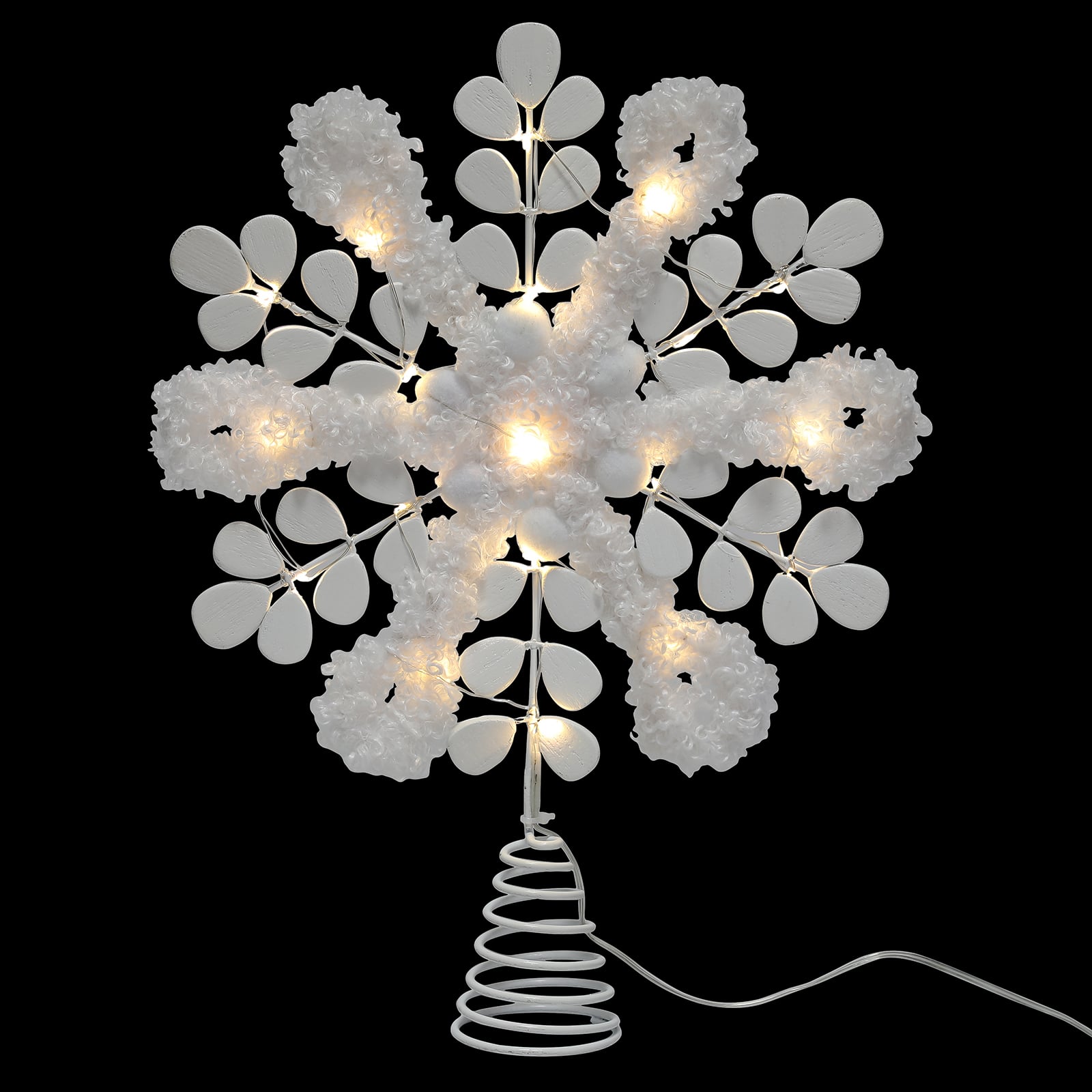 Cimier de sapin illumin&#xE9; en bois et tissu de 35,5 cm, motif flocon de neige, par Ashland