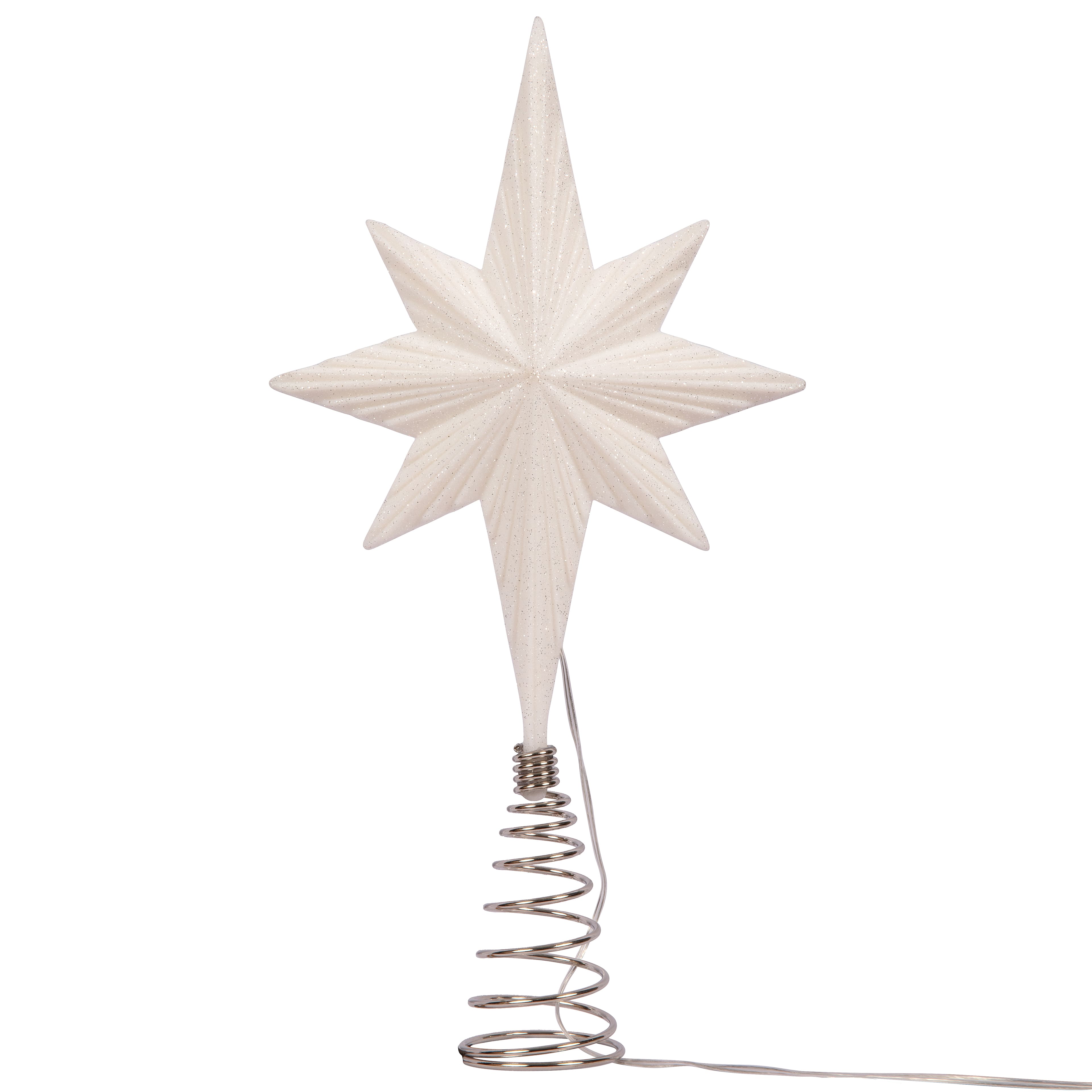 14.5&#x22; White Glitter Star LED Tree Topper by Ashland&#xAE;