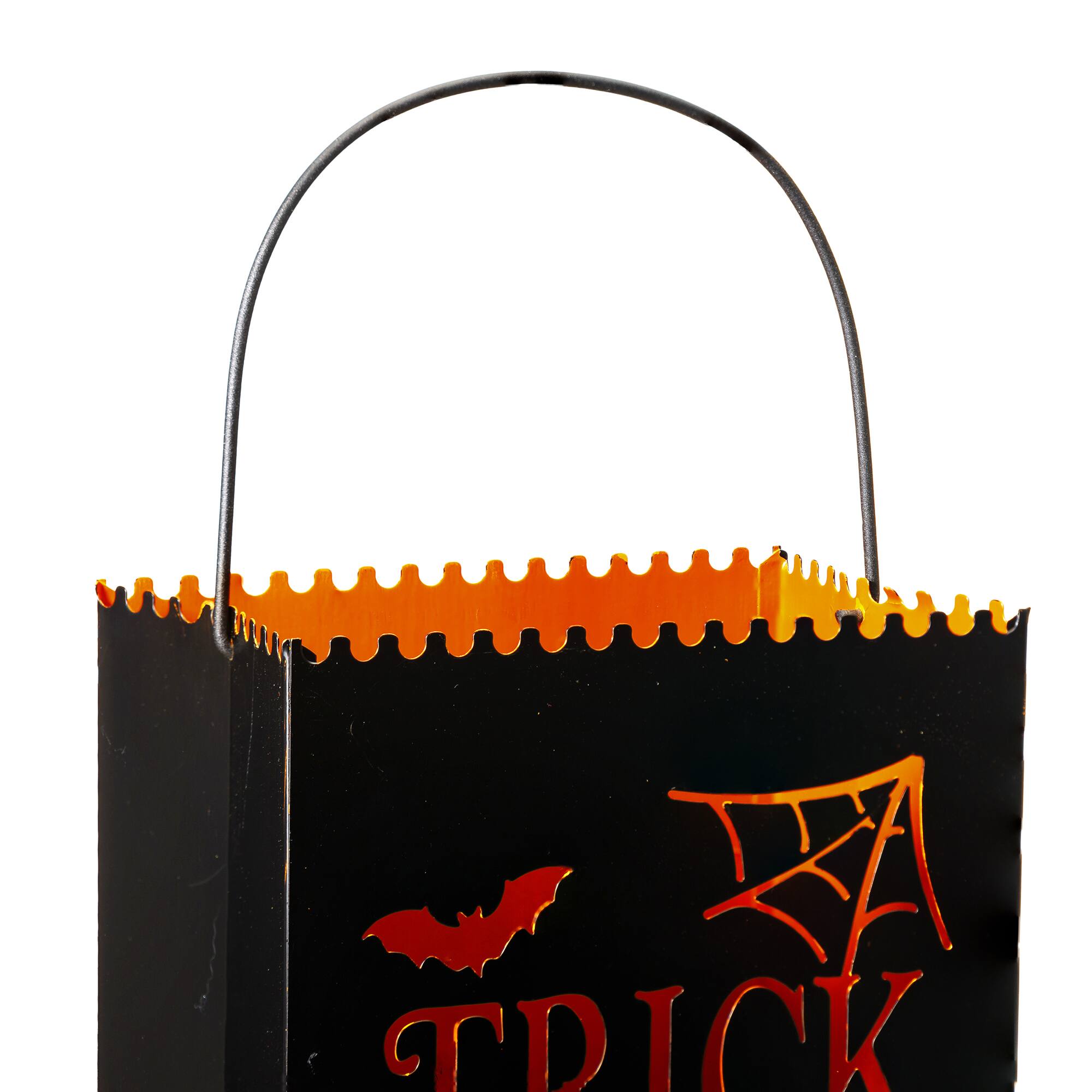 Glitzhome® Halloween Trick or Treat Metal Bucket Set