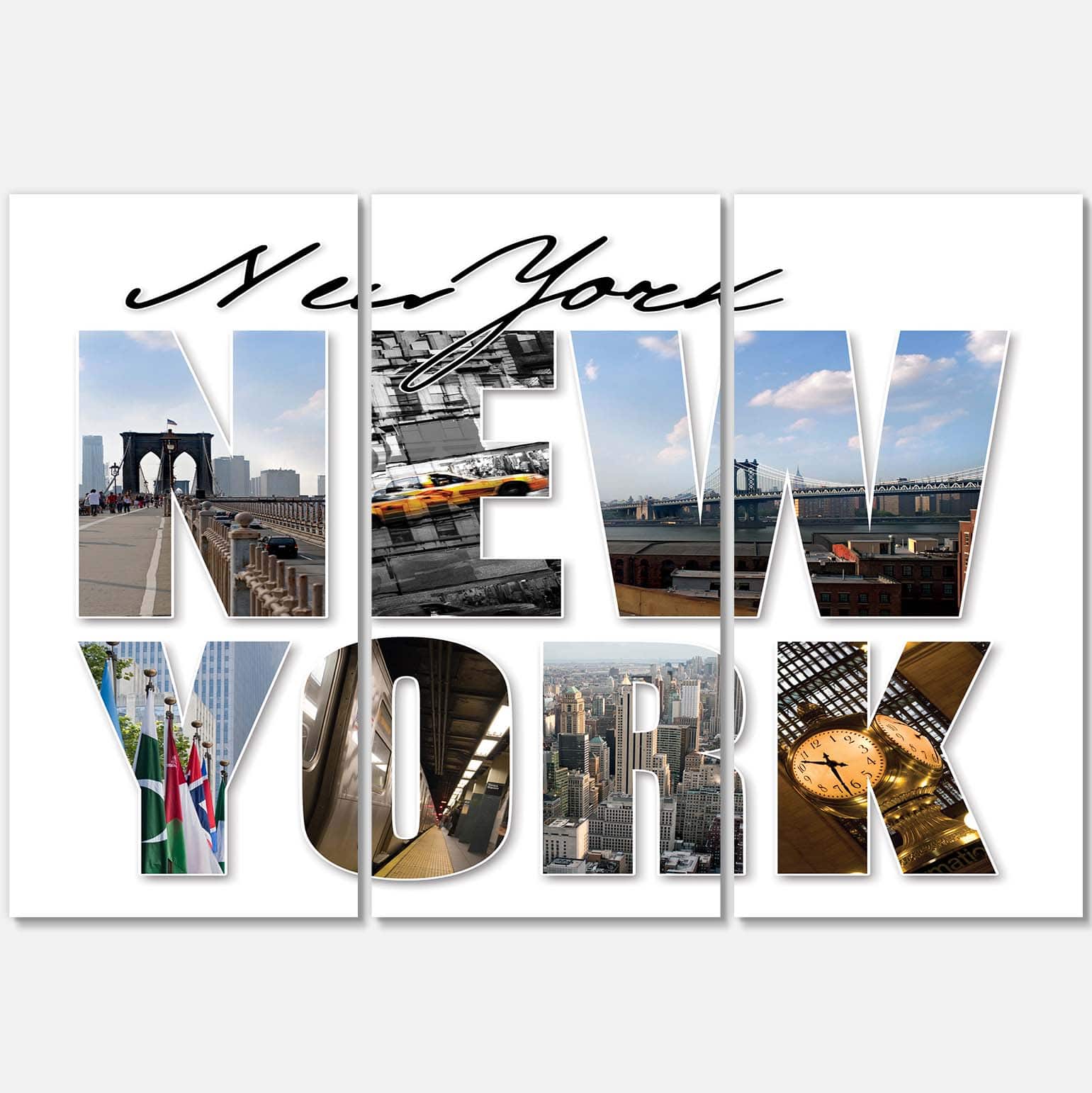 Designart - New York City Graphic Montage - Cityscape Canvas Art Print