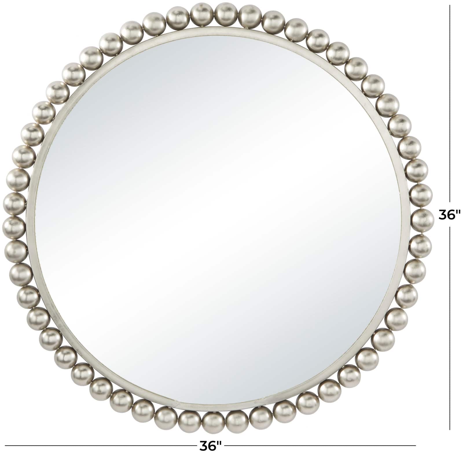 CosmoLiving by Cosmopolitan Silver Metal Wall Mirror with Bead Detailing 36" x 1" x 36"