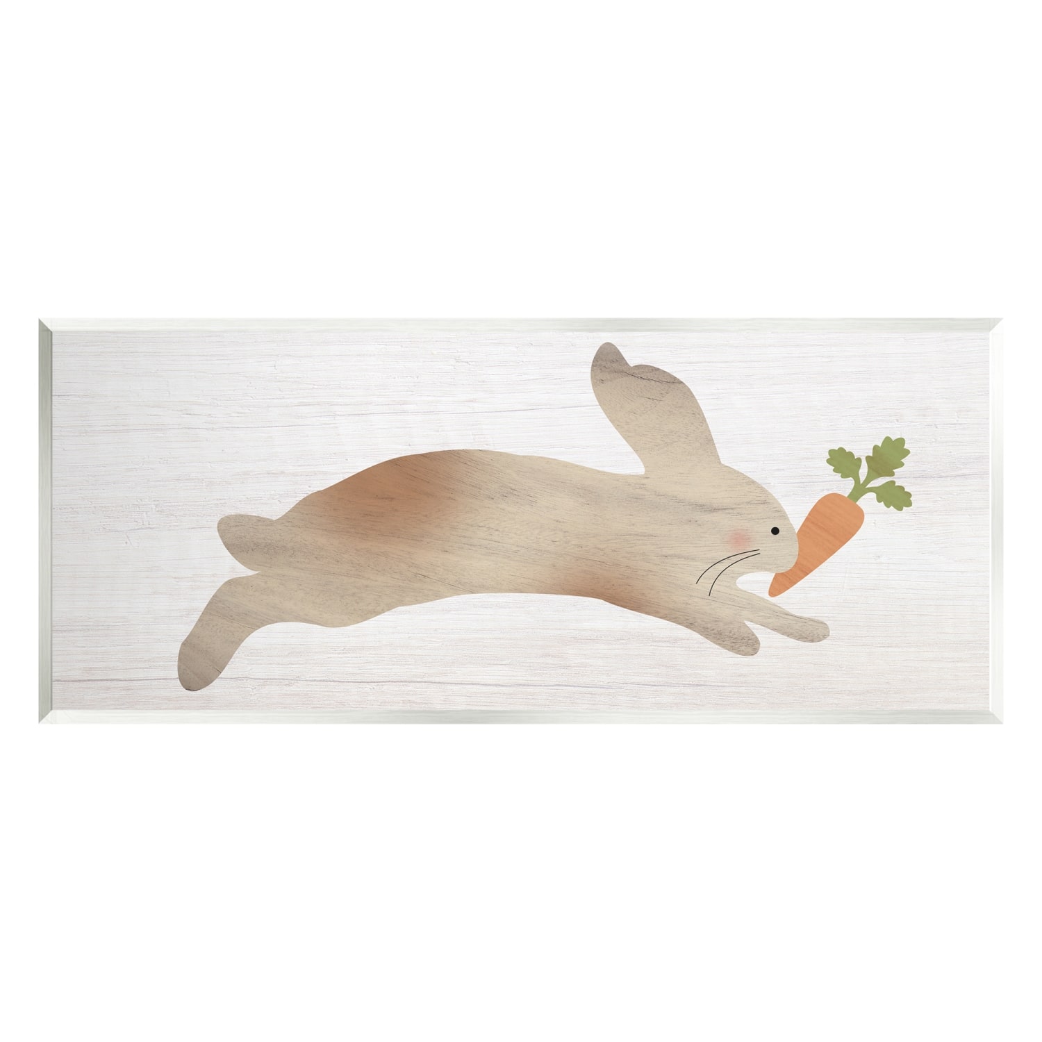 Stupell Industries Rabbit & Carrot Grain Pattern Wall Plaque Art