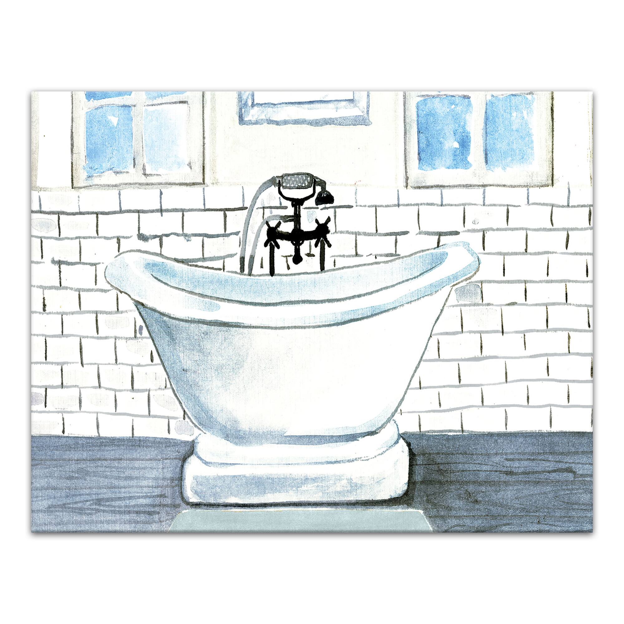 Chic Bathtub 14" x 11" Canvas Wall Art